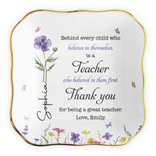 Load image into Gallery viewer, Personalized Lace Square Jewelry Dish Custom Teacher Gift
