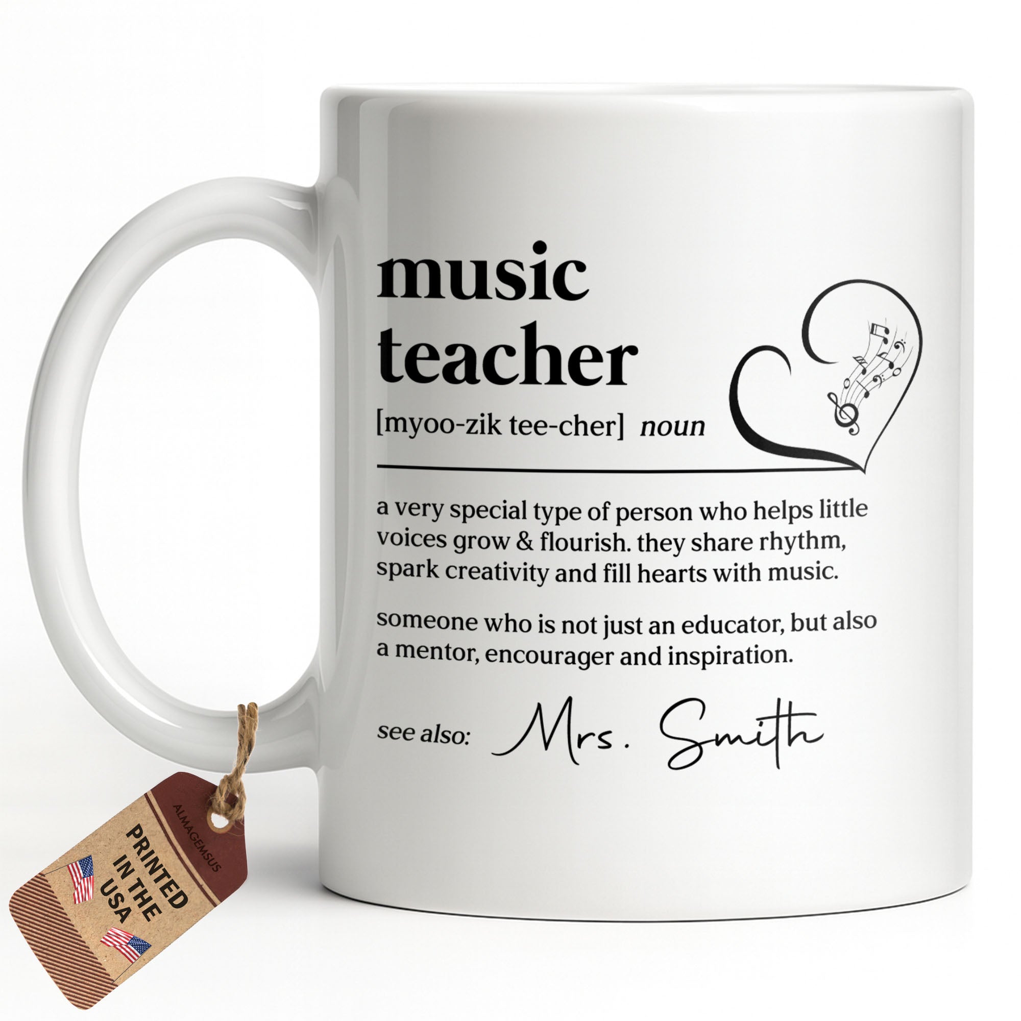 Personalized Music Teacher Coffee Mug Custom Name Gift