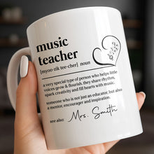 Load image into Gallery viewer, Personalized Music Teacher Coffee Mug Custom Name Gift
