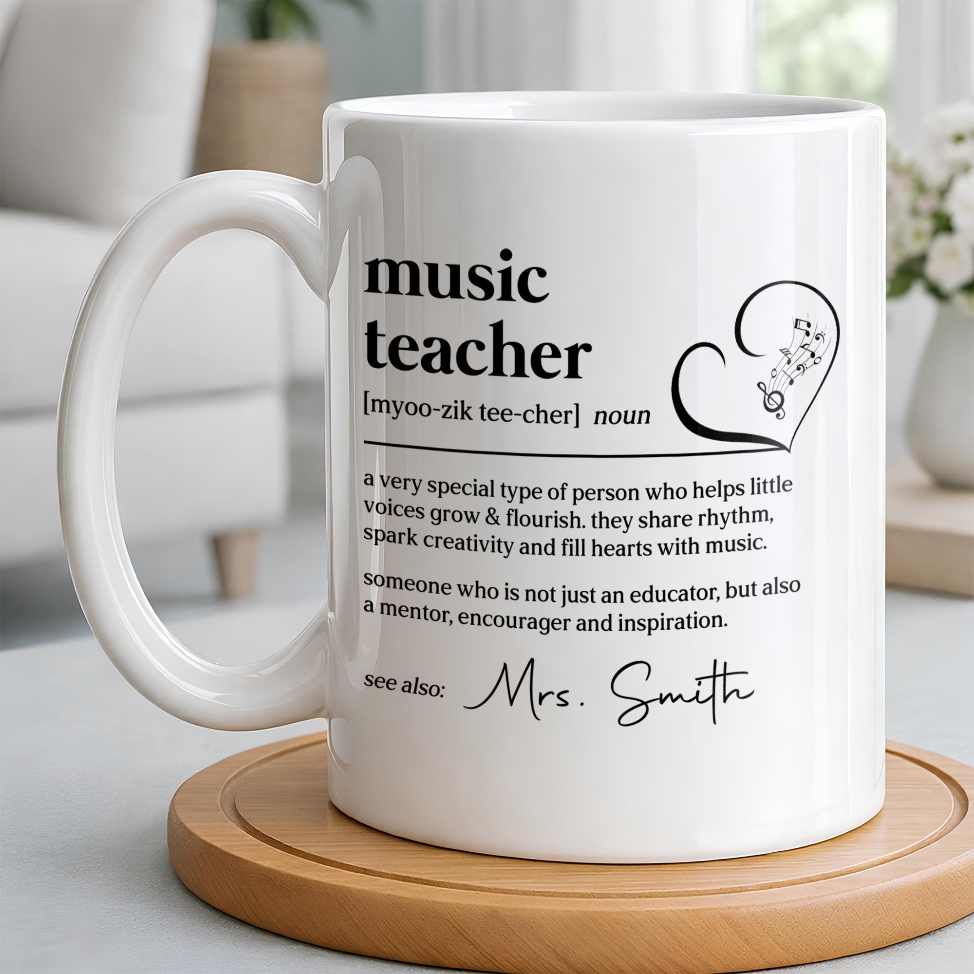 Personalized Music Teacher Coffee Mug Custom Name Gift