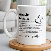 Load image into Gallery viewer, Personalized Music Teacher Coffee Mug Custom Name Gift

