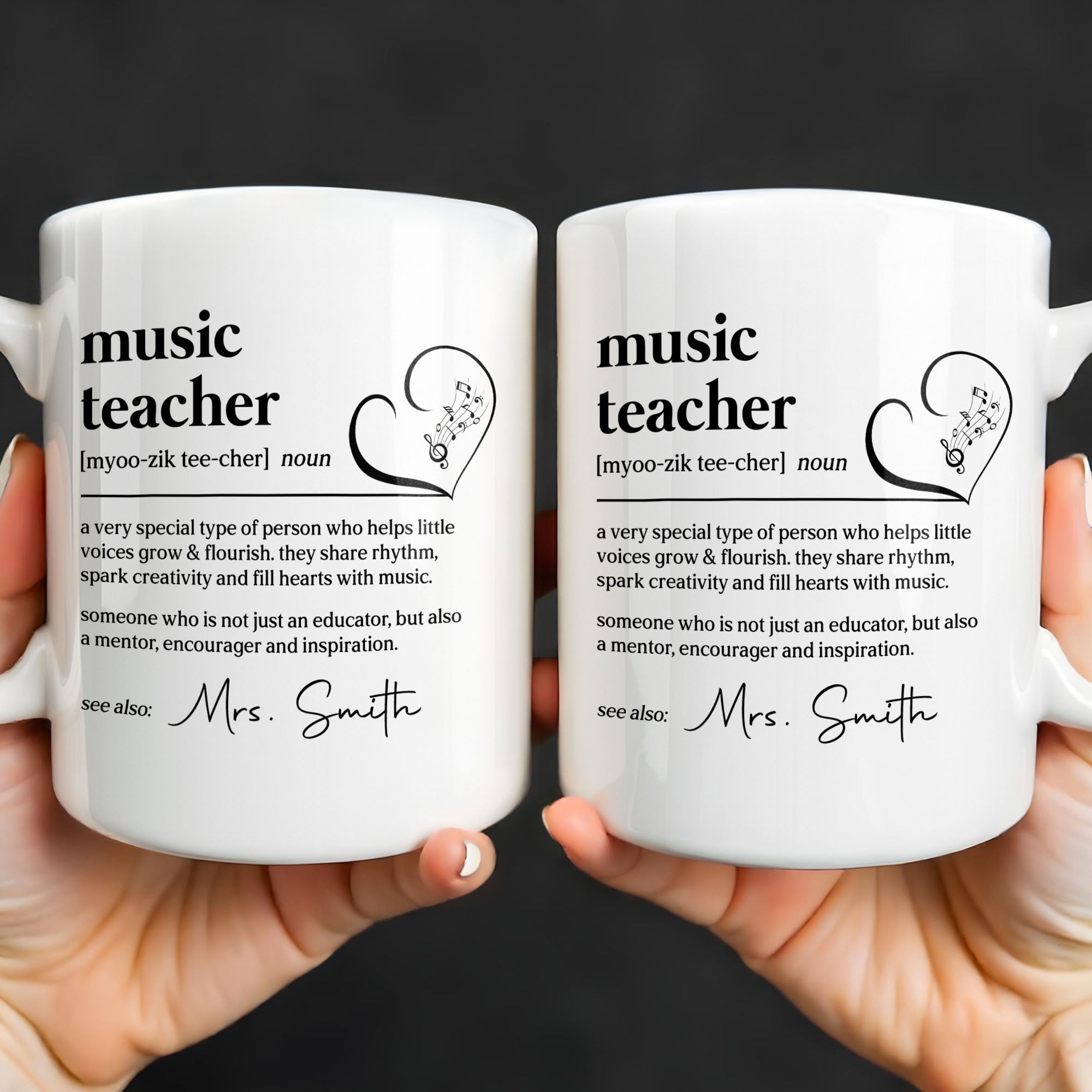 Personalized Music Teacher Coffee Mug Custom Name Gift