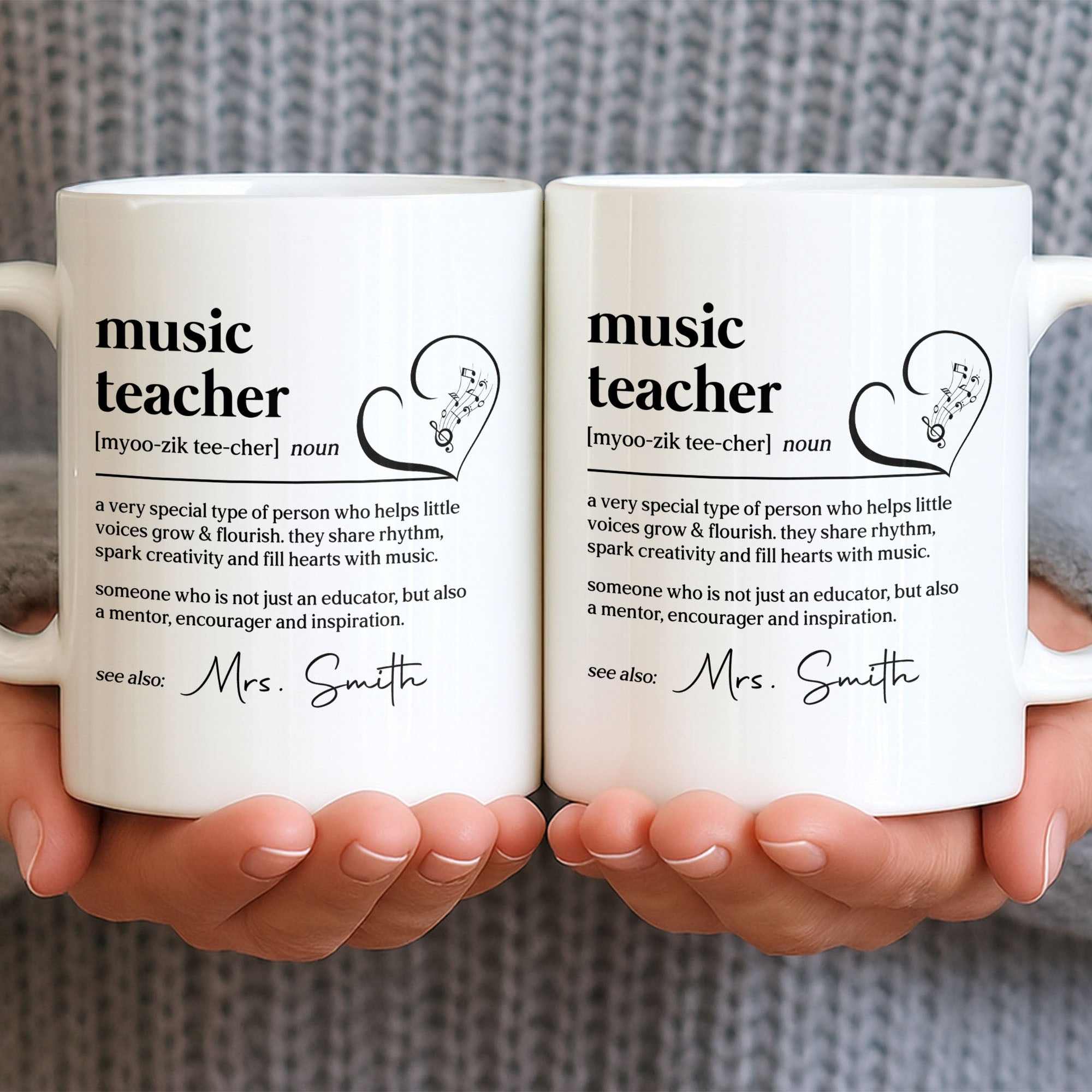 Personalized Music Teacher Coffee Mug Custom Name Gift