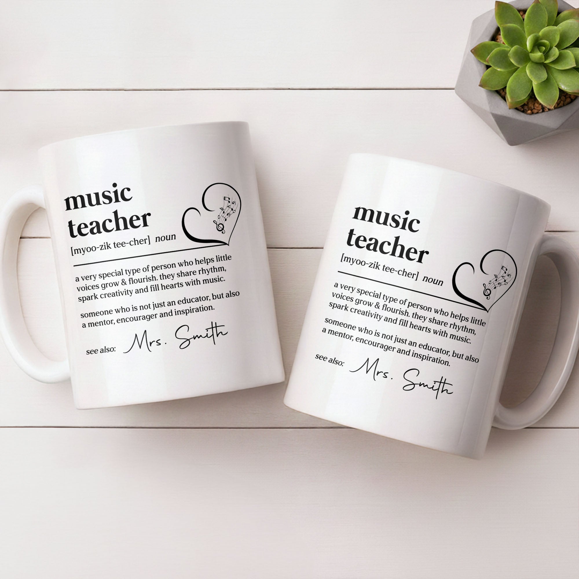 Personalized Music Teacher Coffee Mug Custom Name Gift