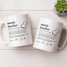 Load image into Gallery viewer, Personalized Music Teacher Coffee Mug Custom Name Gift
