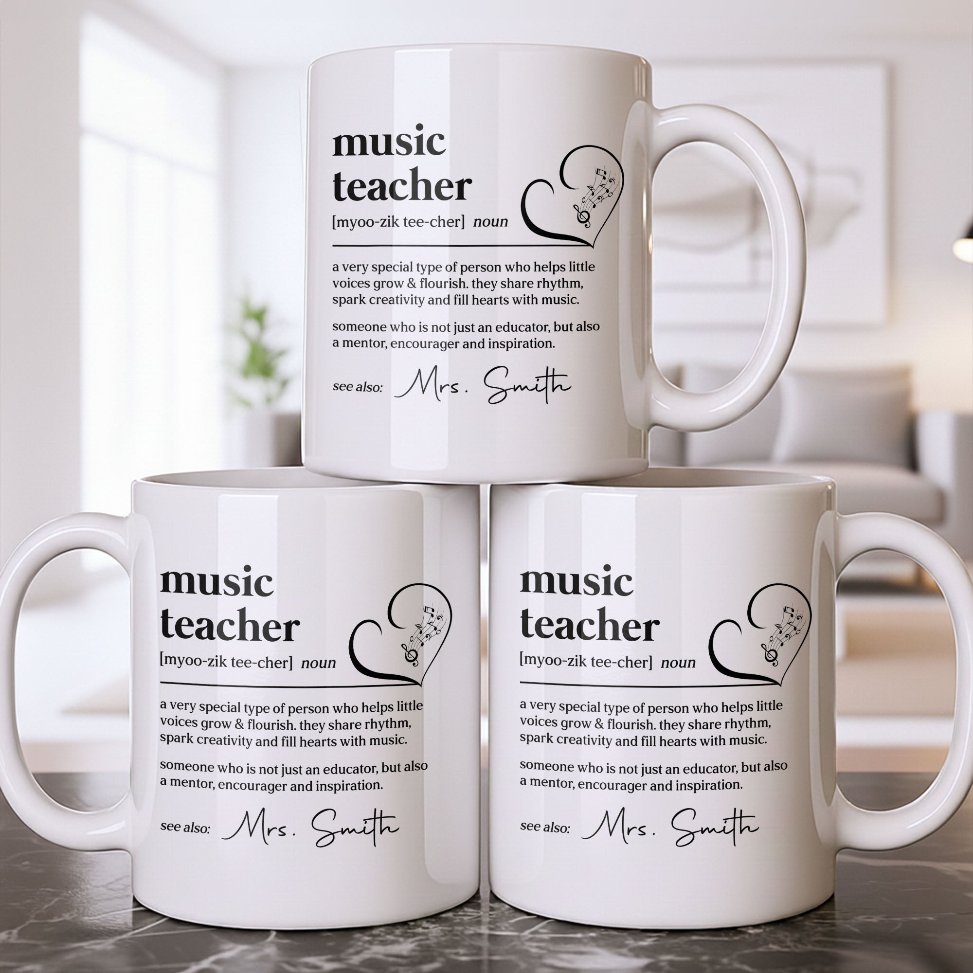 Personalized Music Teacher Coffee Mug Custom Name Gift