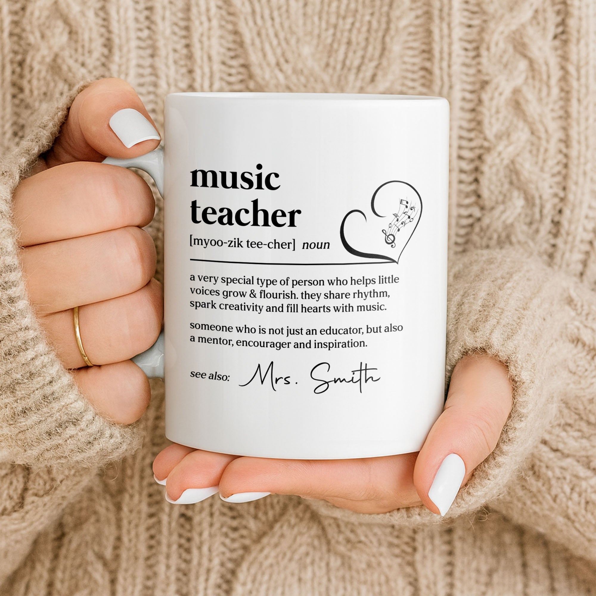 Personalized Music Teacher Coffee Mug Custom Name Gift