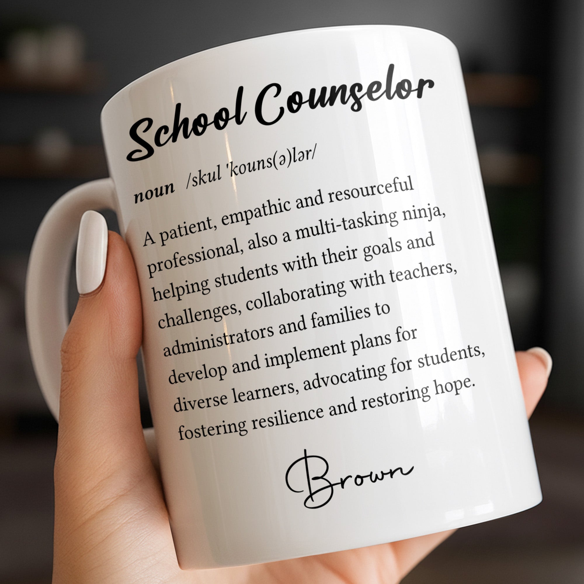 Personalized School Counselor Mug Custom Definition Gift