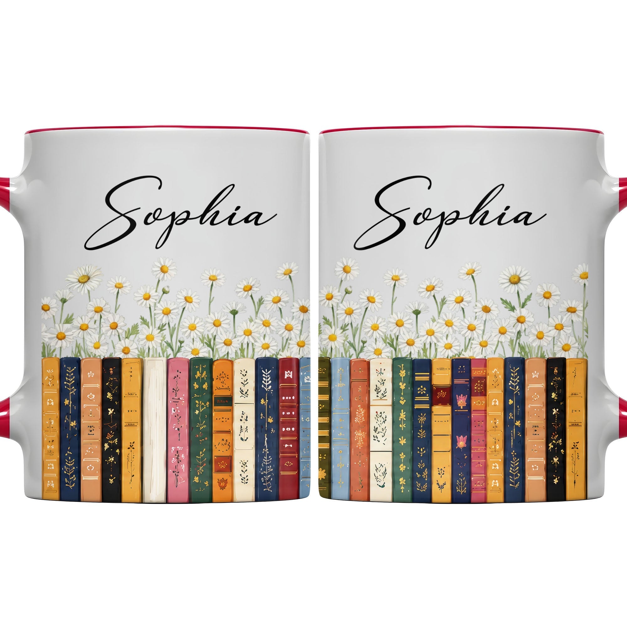 Personalized Accent Mug with Daisies Custom Design Gift for Teacher