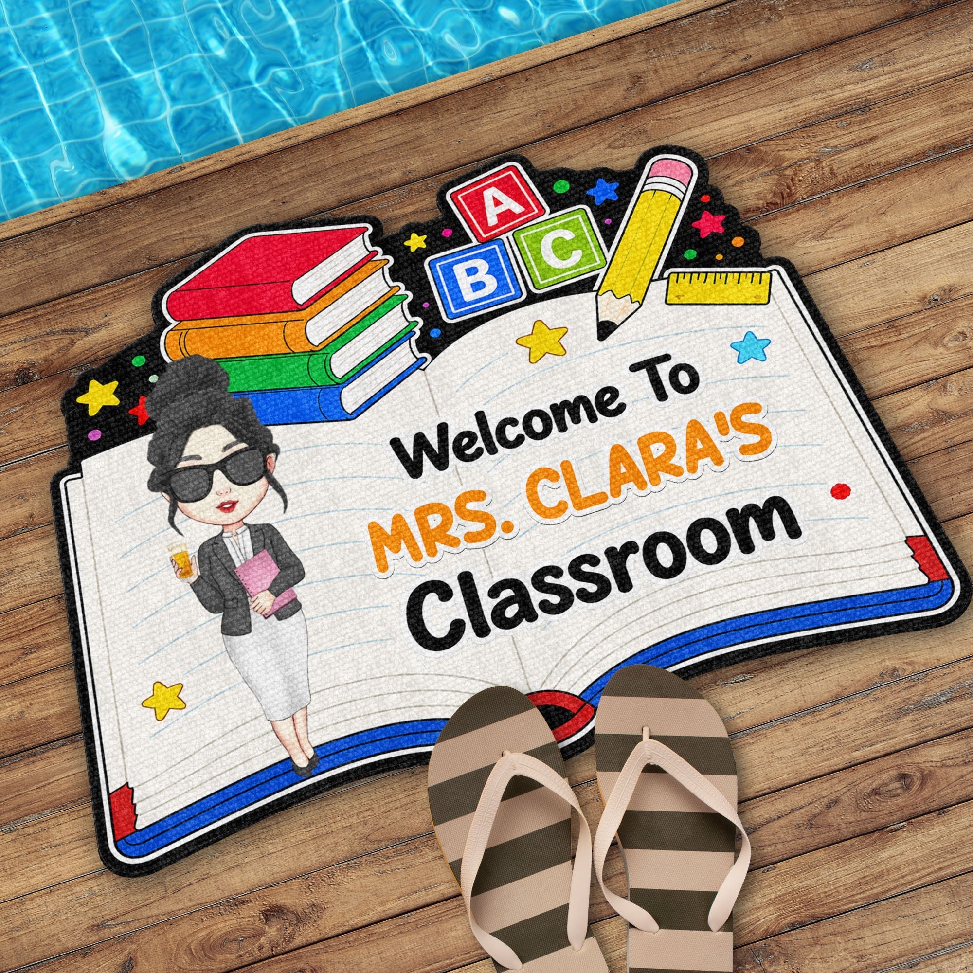 Personalized Teacher Welcome Doormat Custom Name Classroom Gift