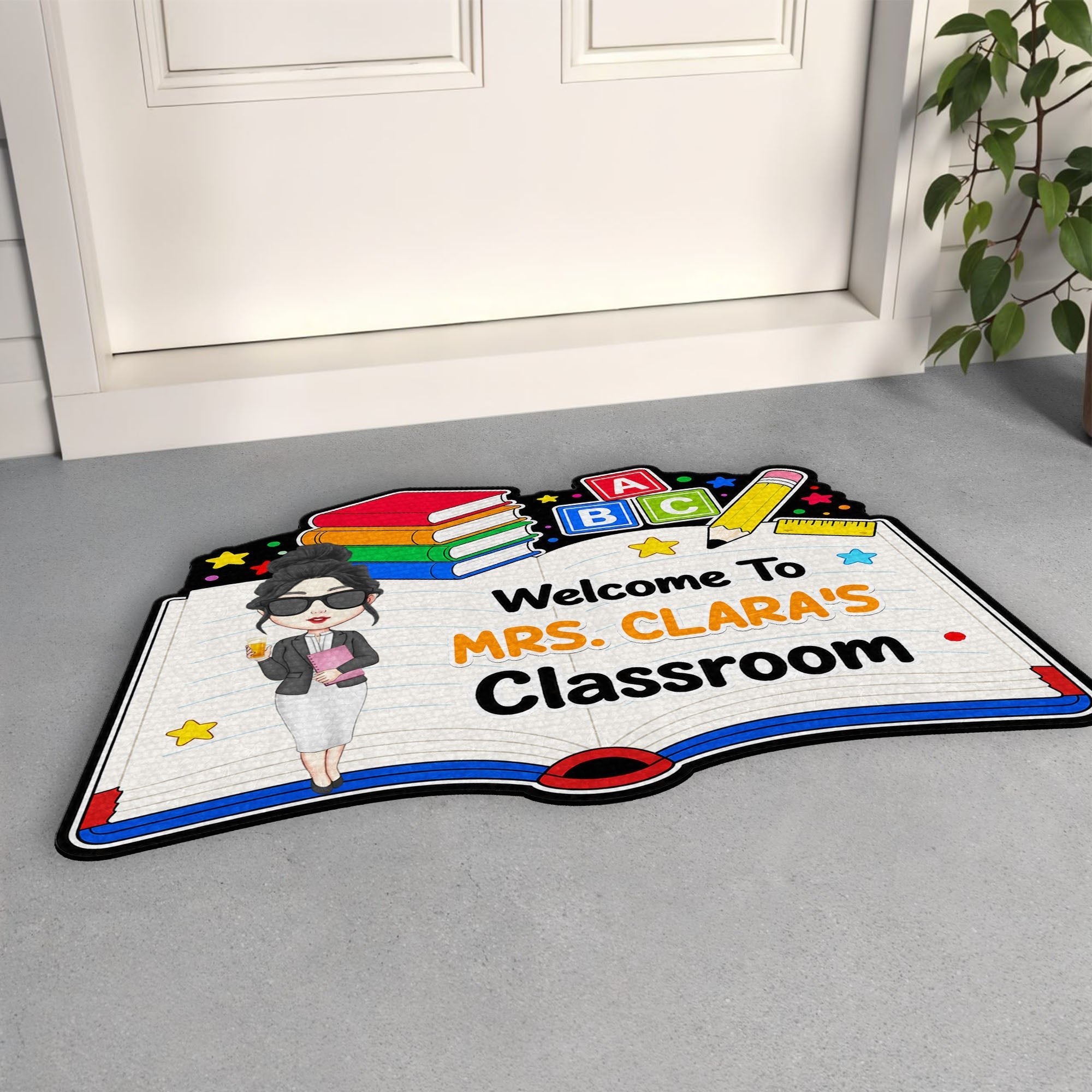 Personalized Teacher Welcome Doormat Custom Name Classroom Gift
