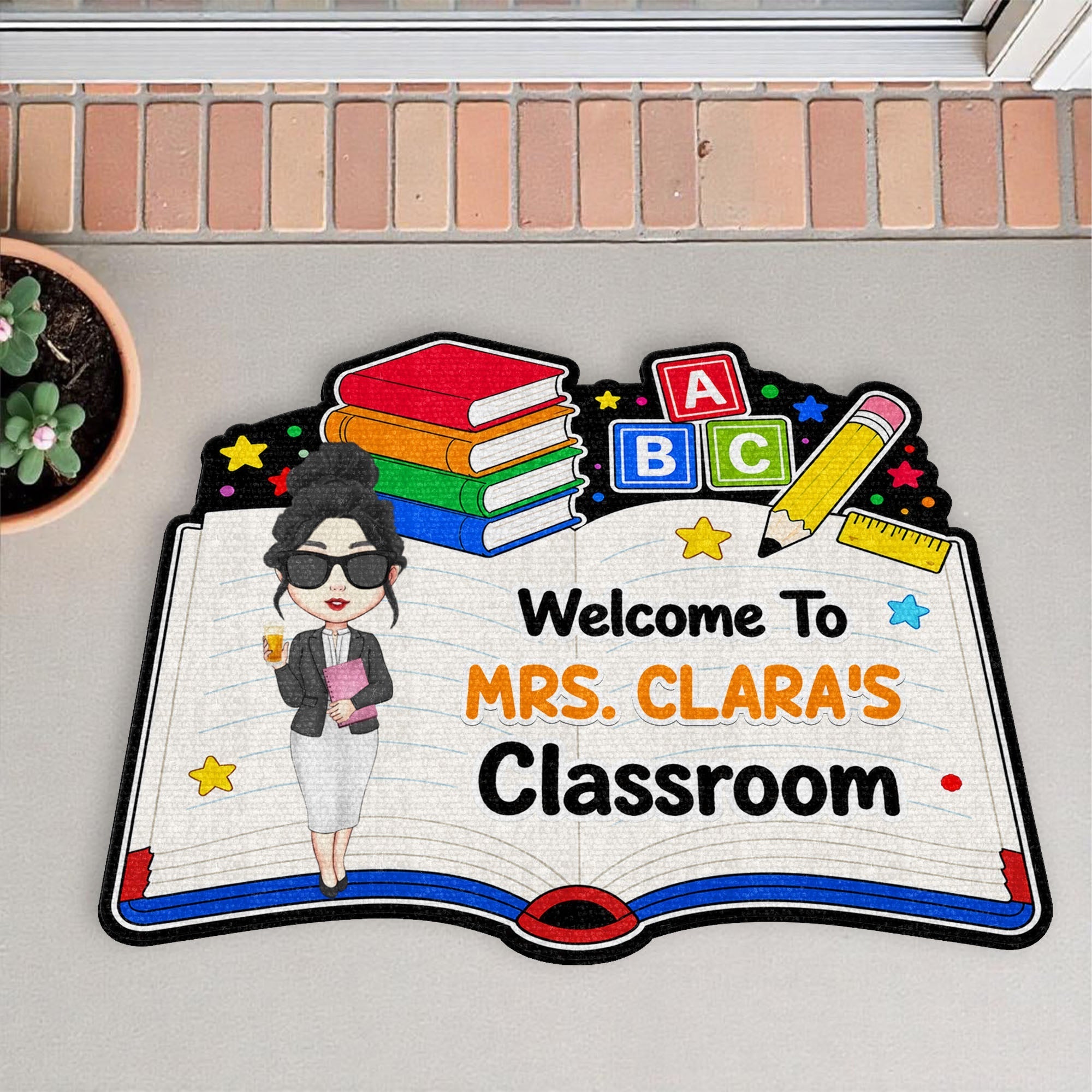 Personalized Teacher Welcome Doormat Custom Name Classroom Gift