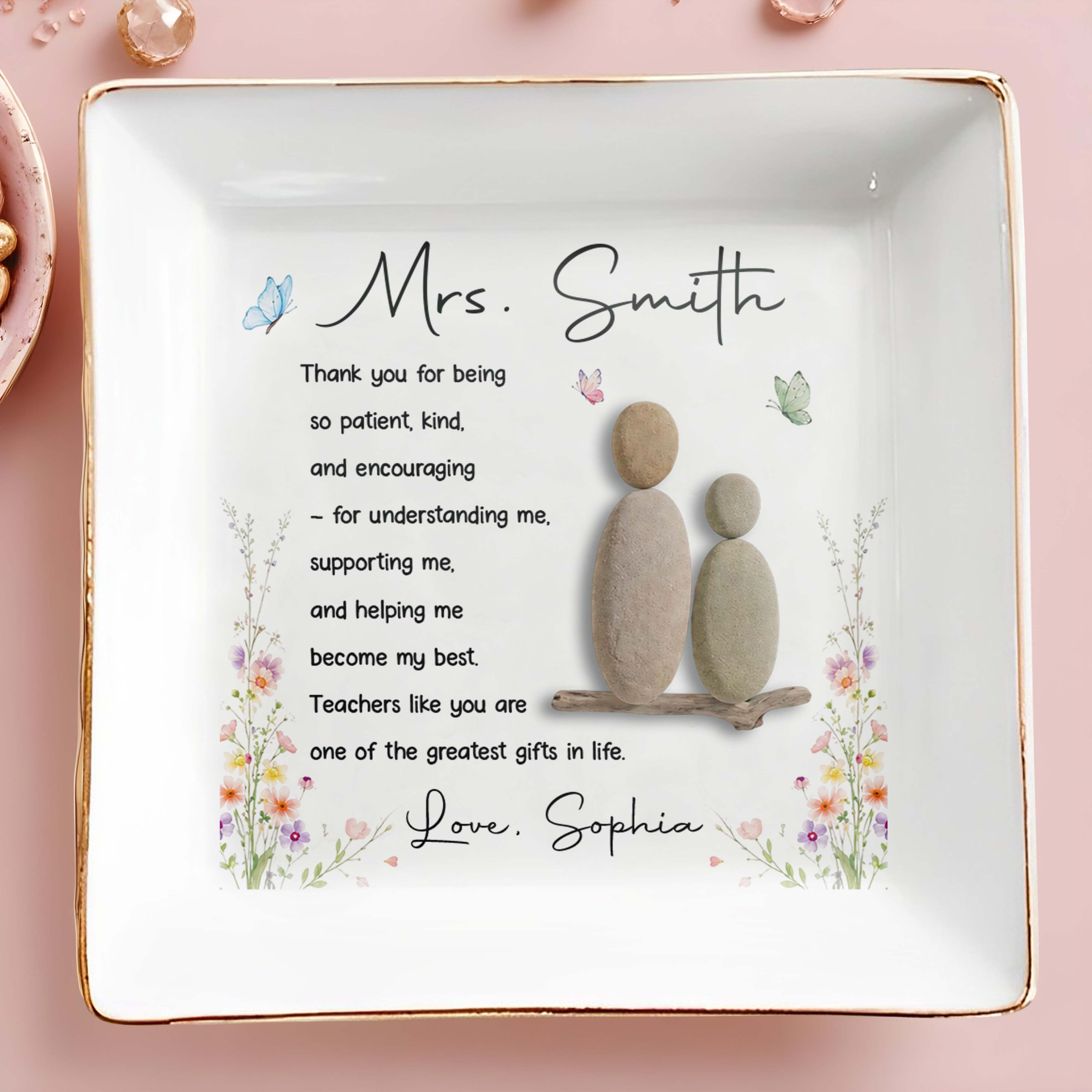 Personalized Jewelry Dish Thank You Gift for Teacher Ceramic