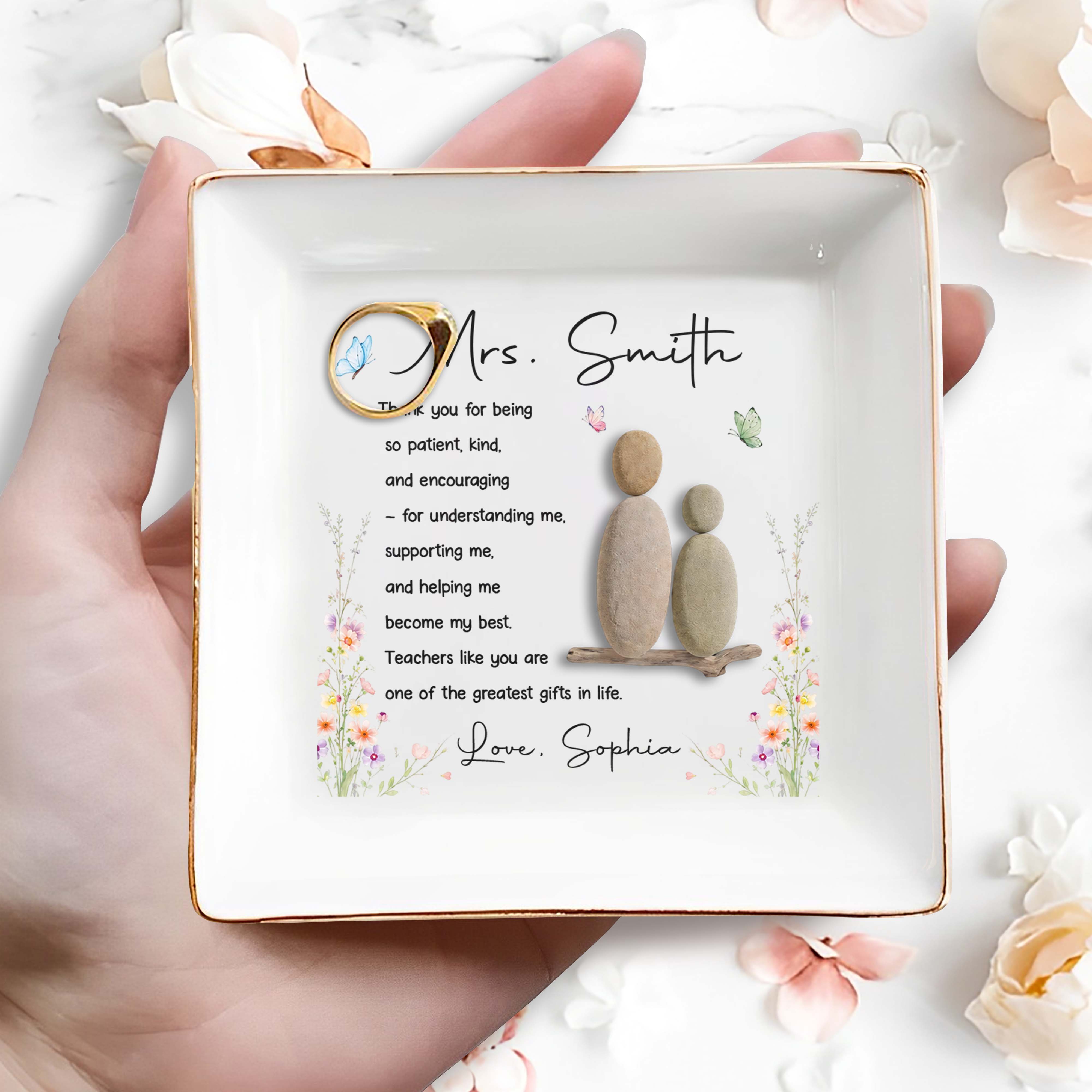 Personalized Jewelry Dish Thank You Gift for Teacher Ceramic