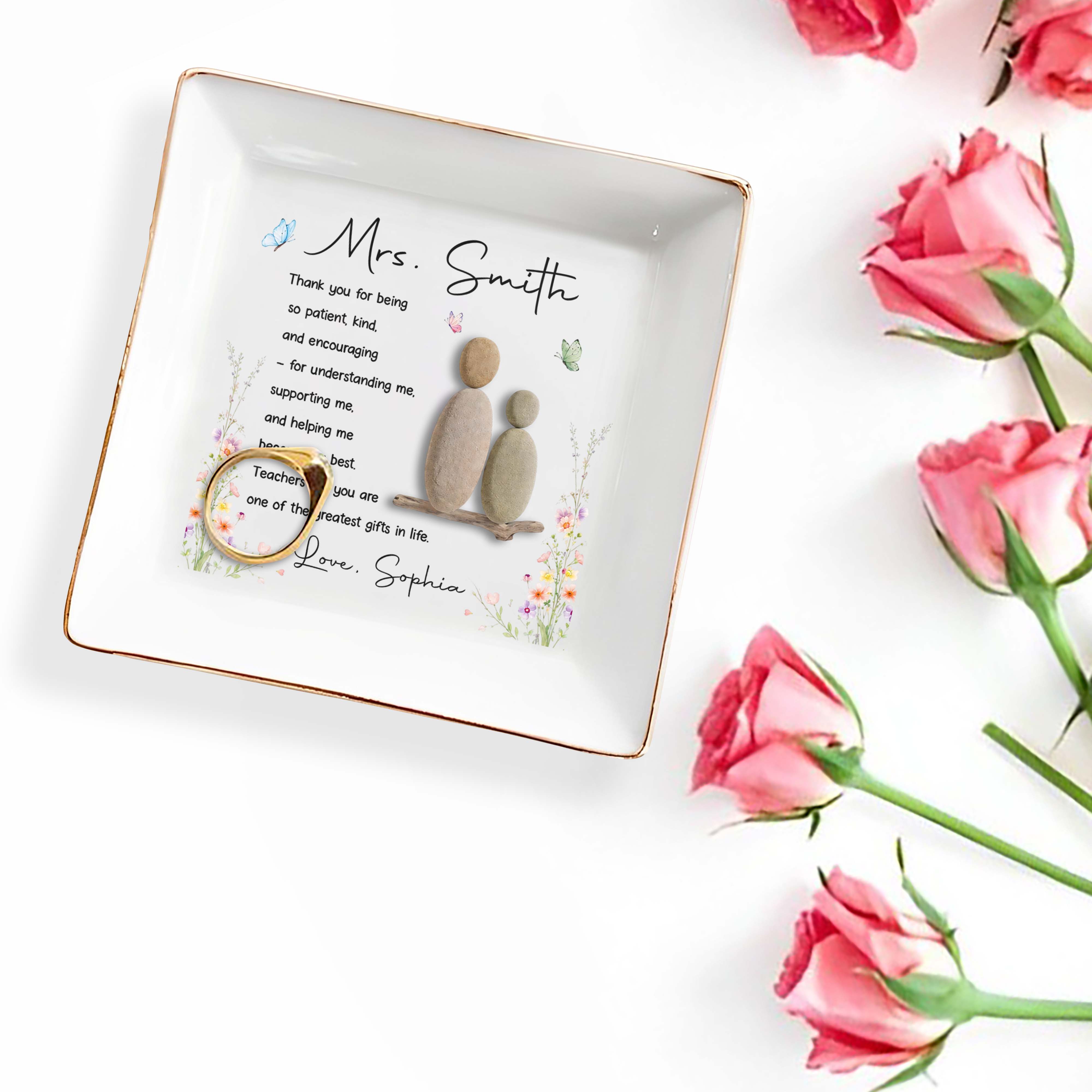 Personalized Jewelry Dish Thank You Gift for Teacher Ceramic