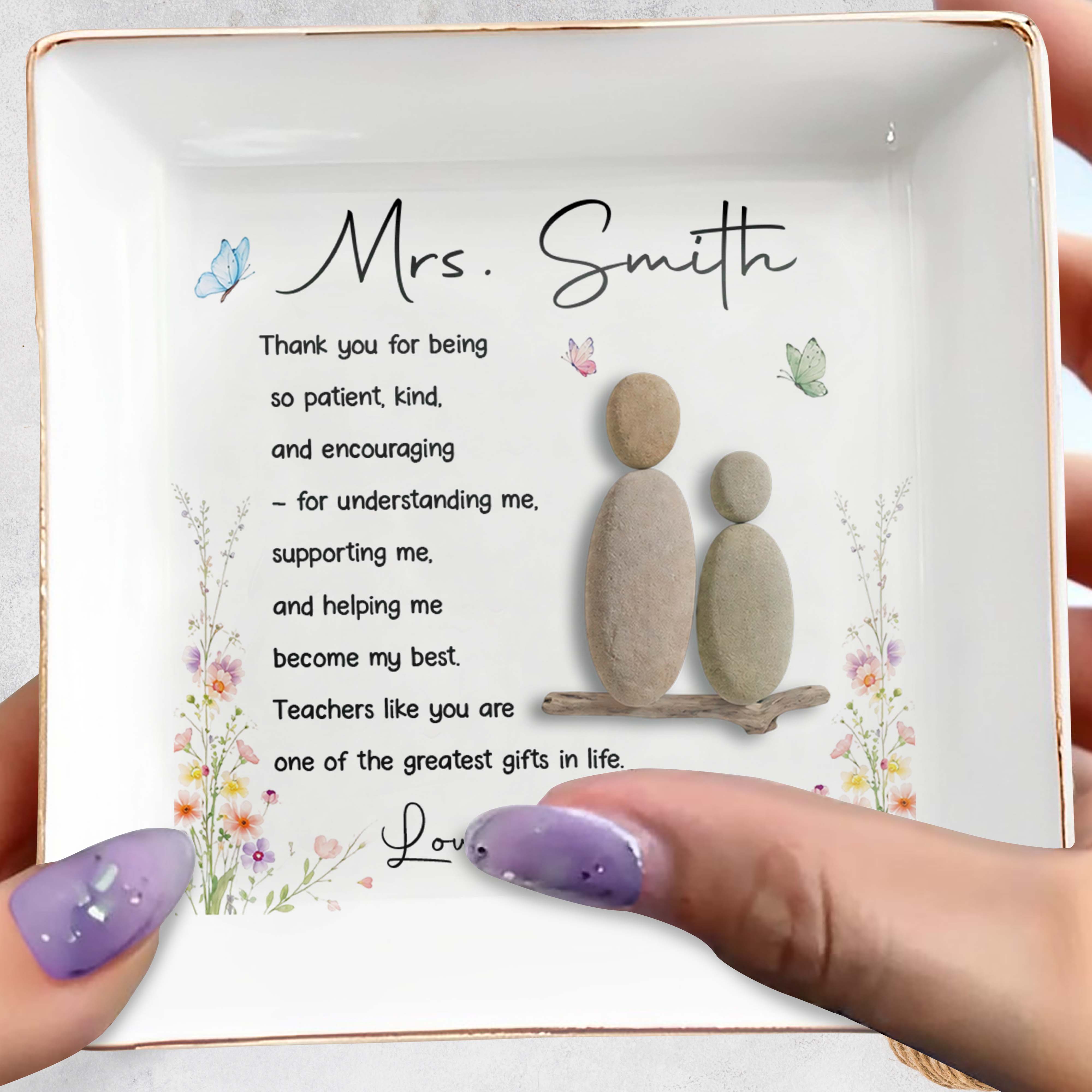 Personalized Jewelry Dish Thank You Gift for Teacher Ceramic