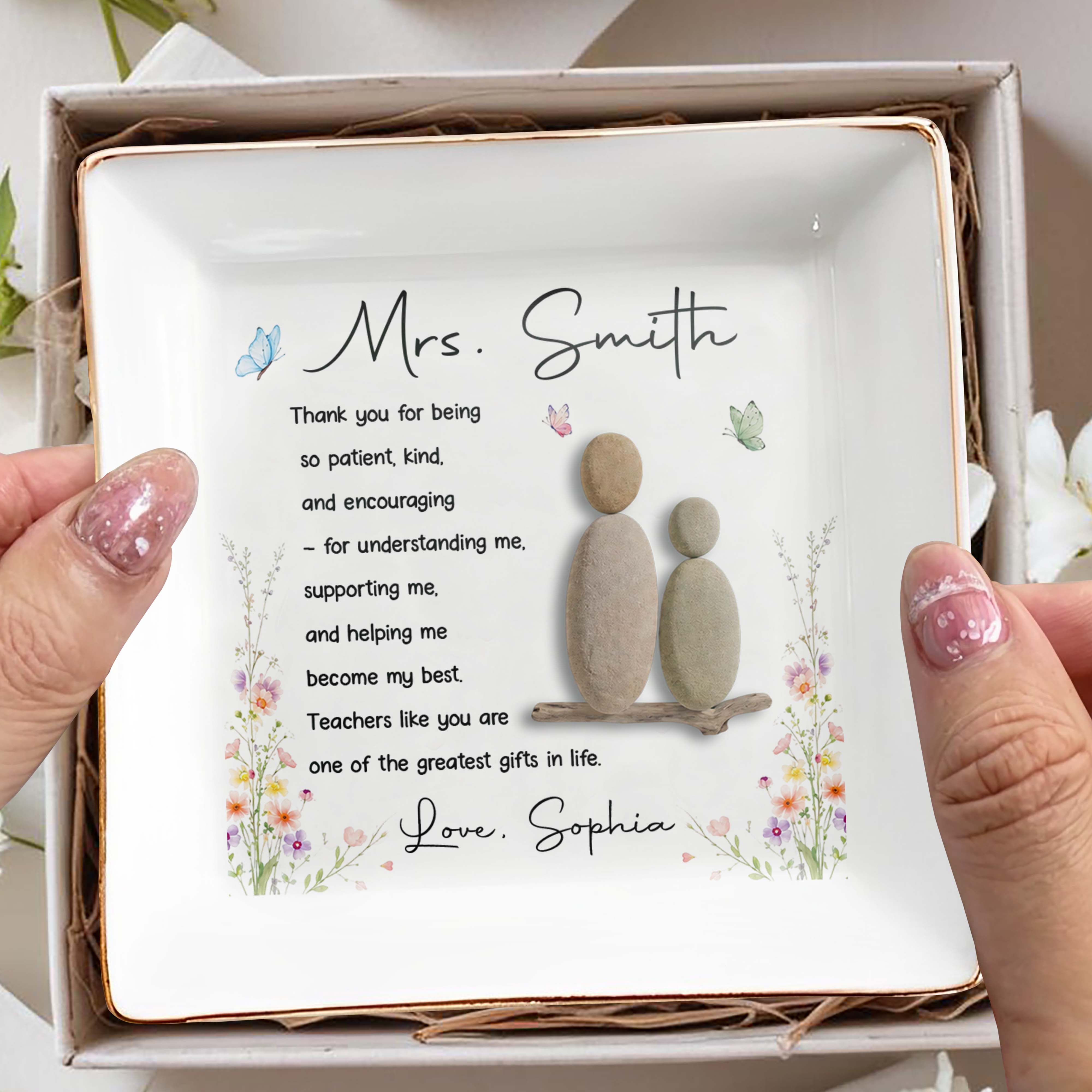 Personalized Jewelry Dish Thank You Gift for Teacher Ceramic
