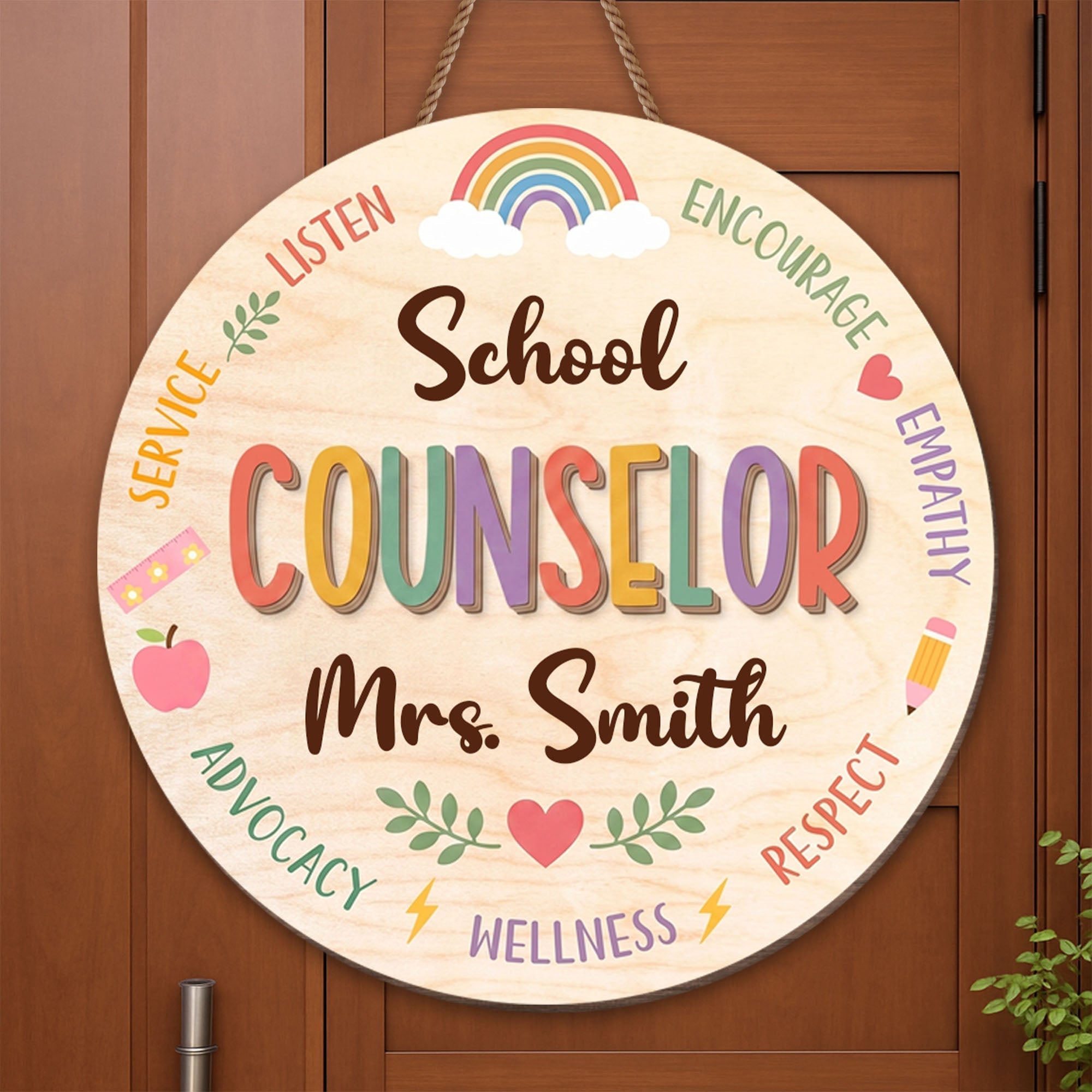 Personalized Custom Wood Sign for School Counselor Office Decor
