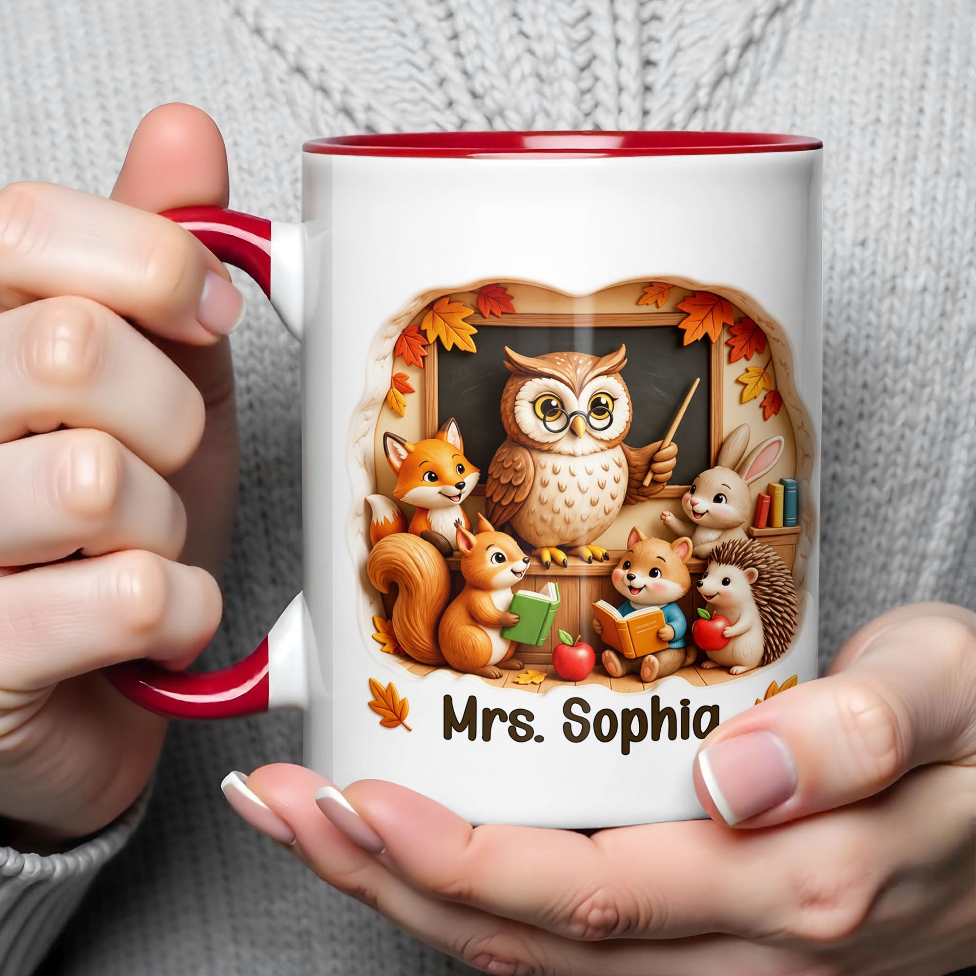 Personalized Teacher Mug Custom Name Accent Coffee Cup Gift