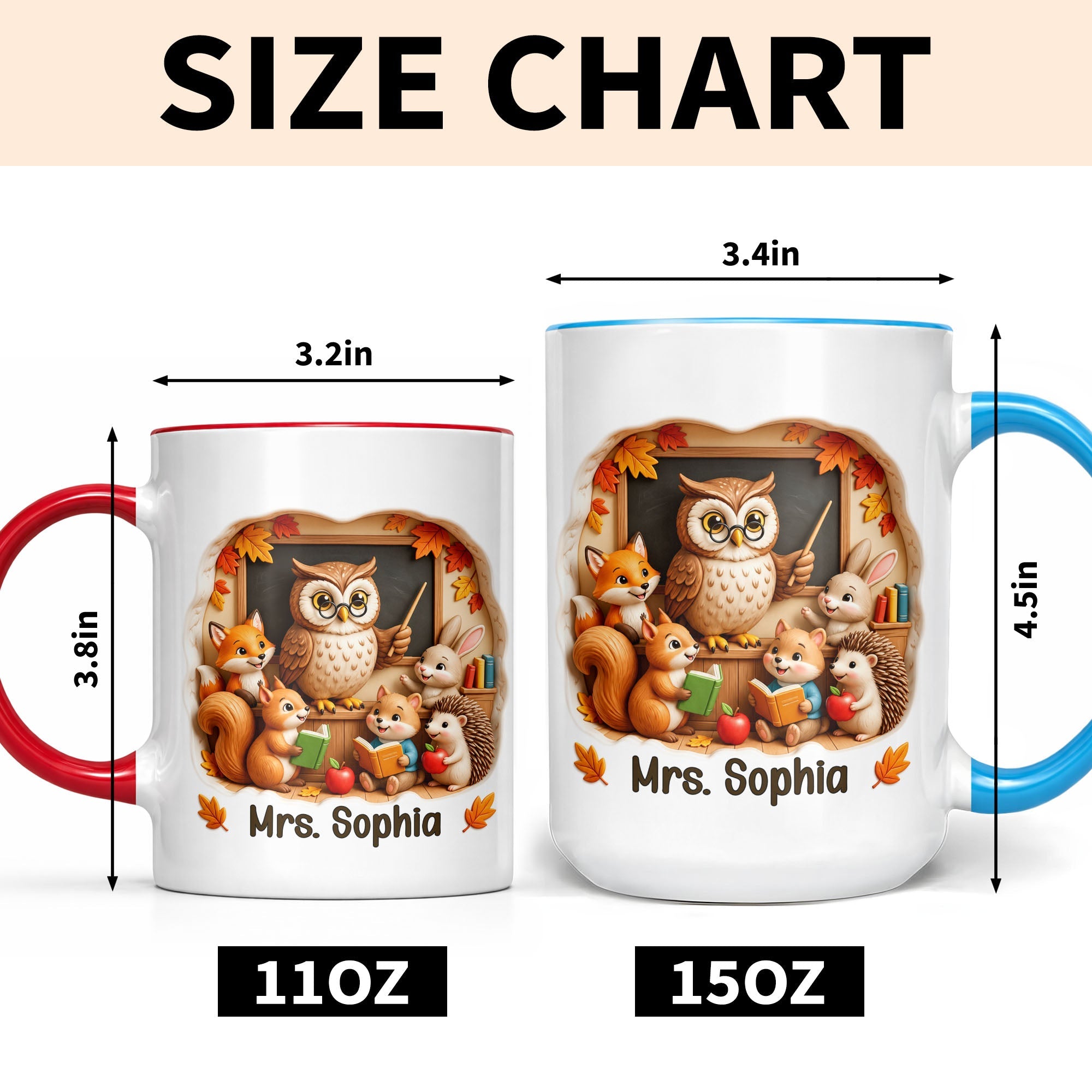 Personalized Teacher Mug Custom Name Accent Coffee Cup Gift
