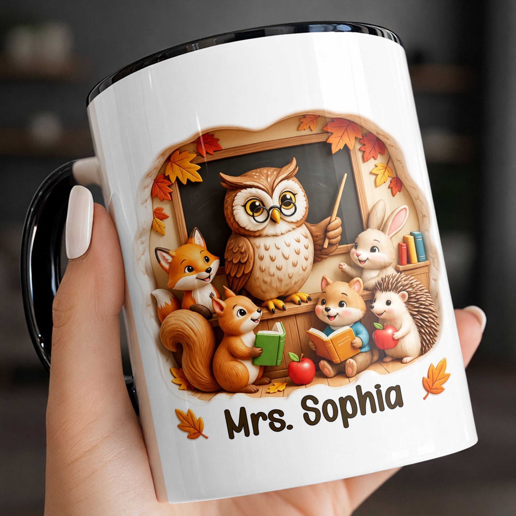 Personalized Teacher Mug Custom Name Accent Coffee Cup Gift
