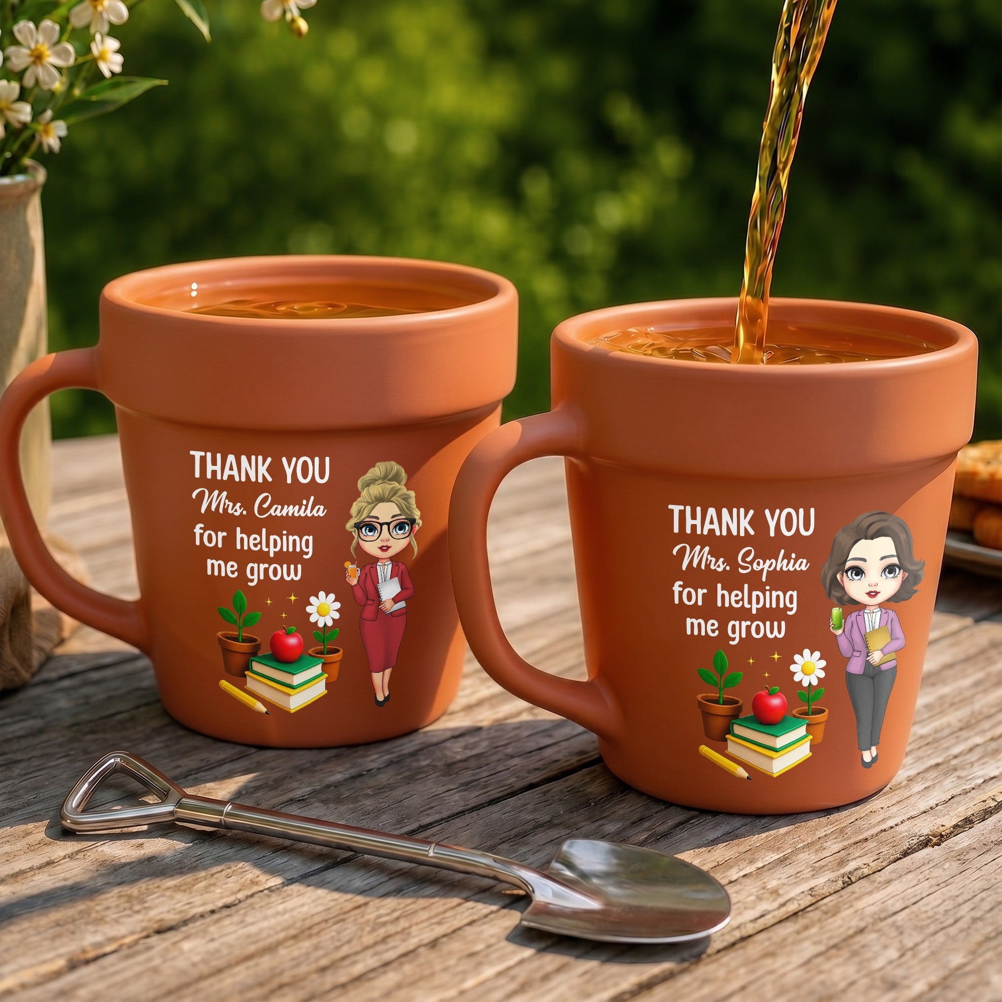 Personalized Ceramic Flower Pot Mug Custom Gift for Teachers