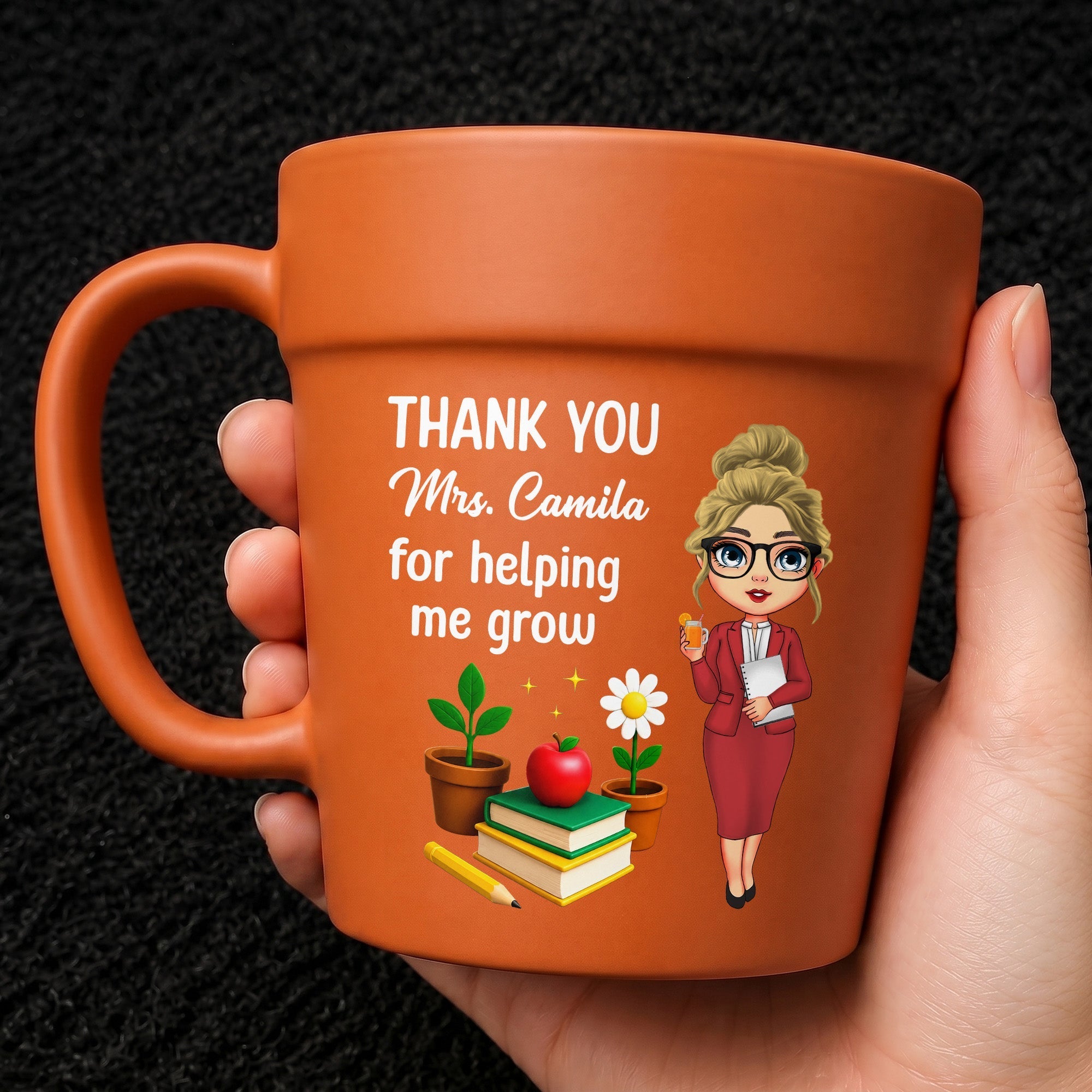 Personalized Ceramic Flower Pot Mug Custom Gift for Teachers