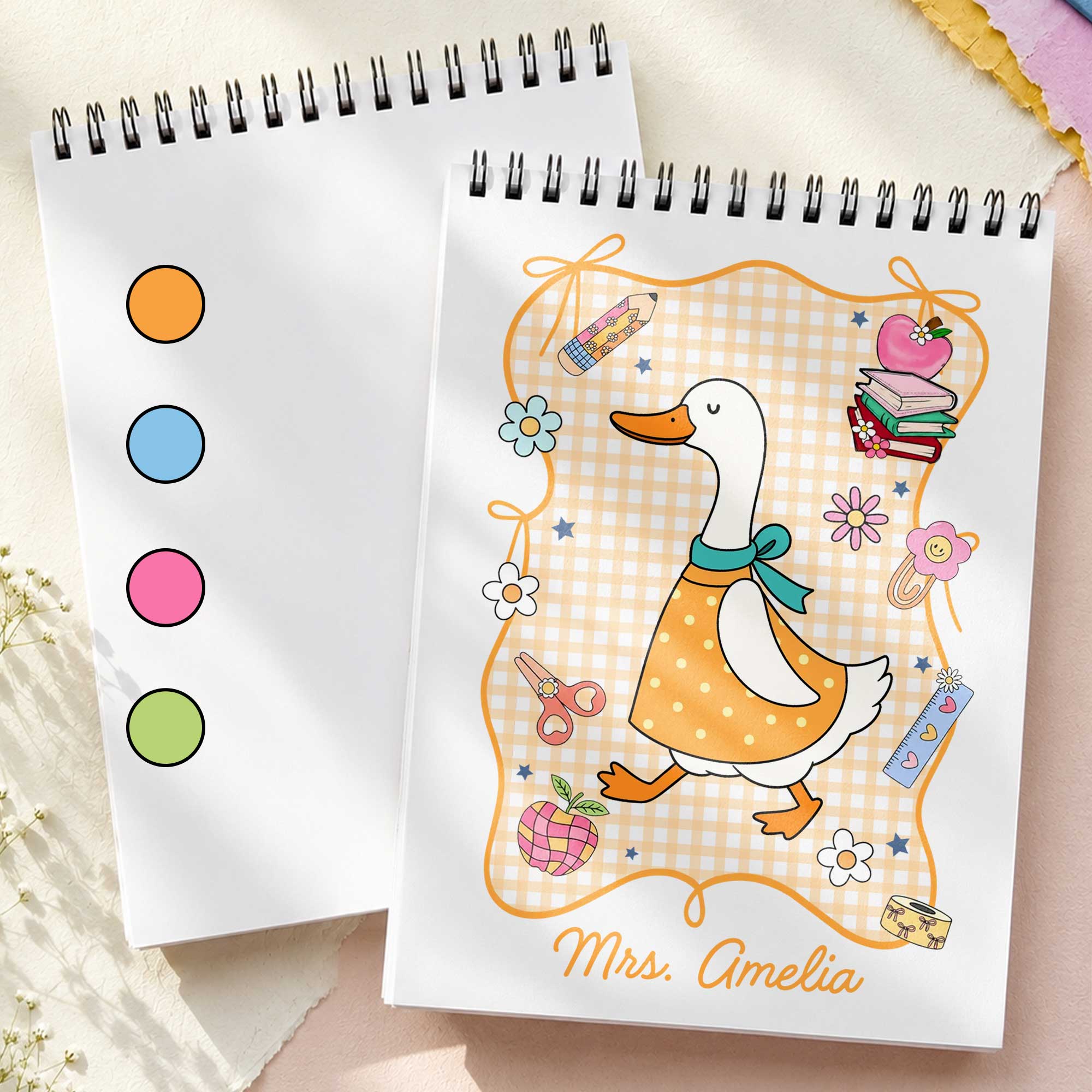 Personalized Goose Teacher Sketch Book Custom Cover Gift for Educators