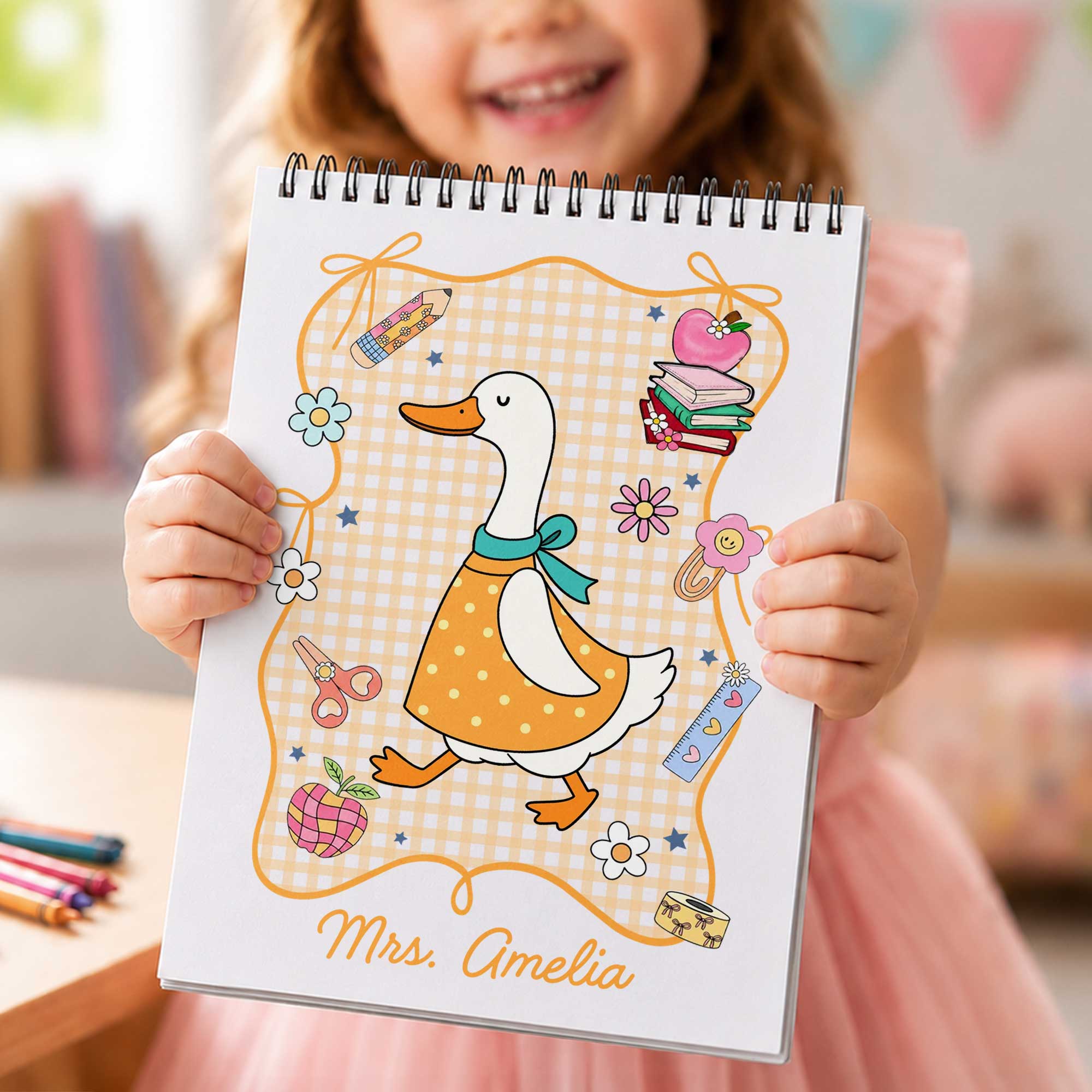 Personalized Goose Teacher Sketch Book Custom Cover Gift for Educators