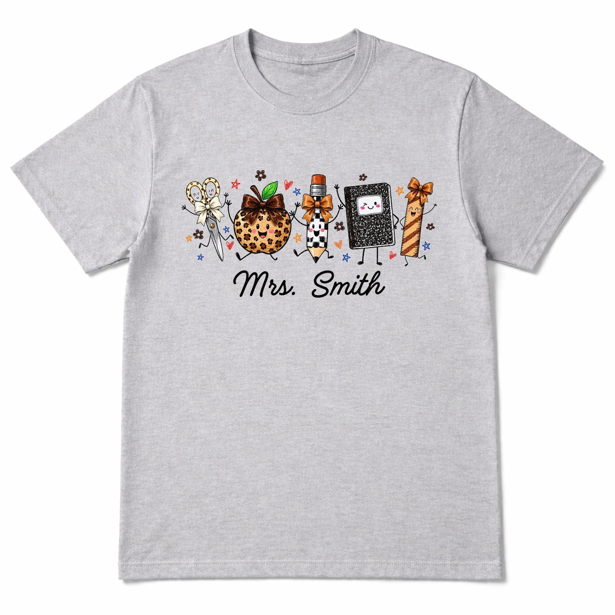 Personalized Teacher T-Shirt Hoodie with Leopard Apple Design