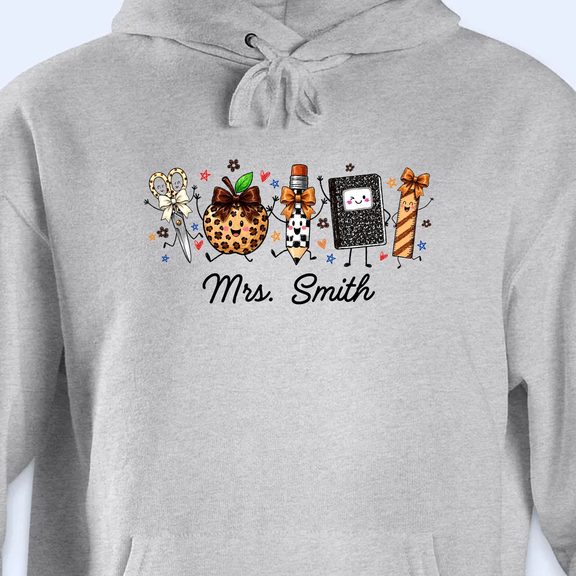Personalized Teacher T-Shirt Hoodie with Leopard Apple Design