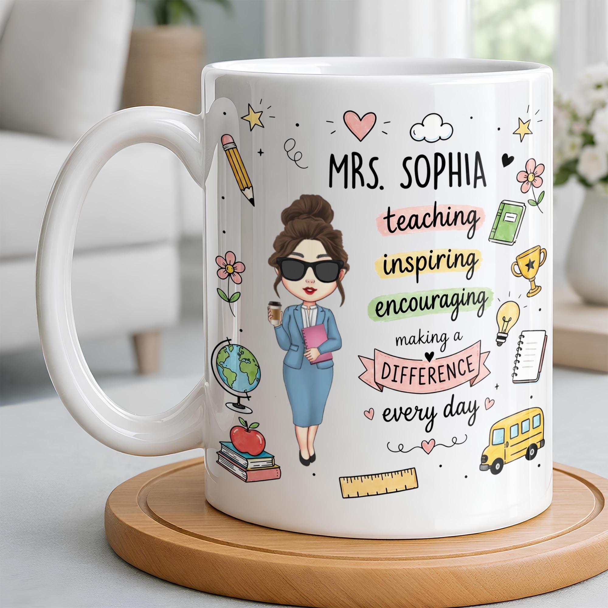 Personalized Teacher Coffee Mug Custom Name Gift for Educators