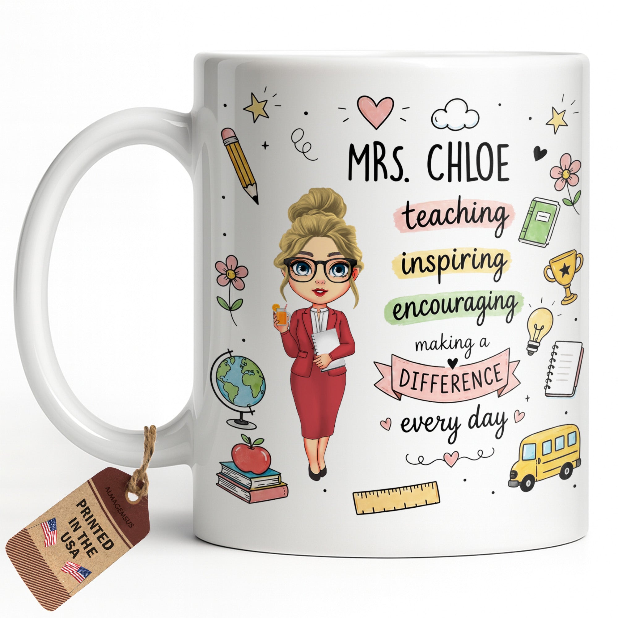 Personalized Teacher Coffee Mug Custom Name Gift for Educators