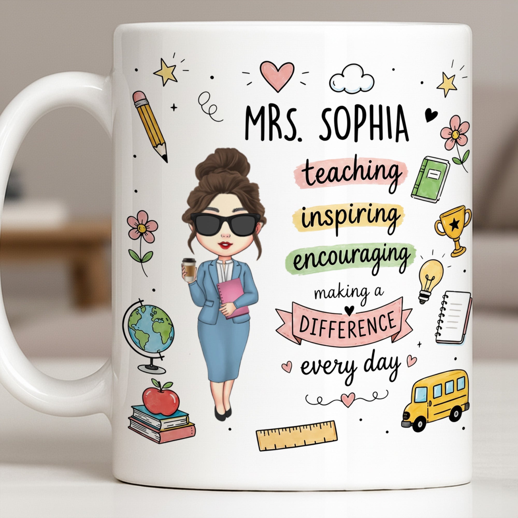 Personalized Teacher Coffee Mug Custom Name Gift for Educators