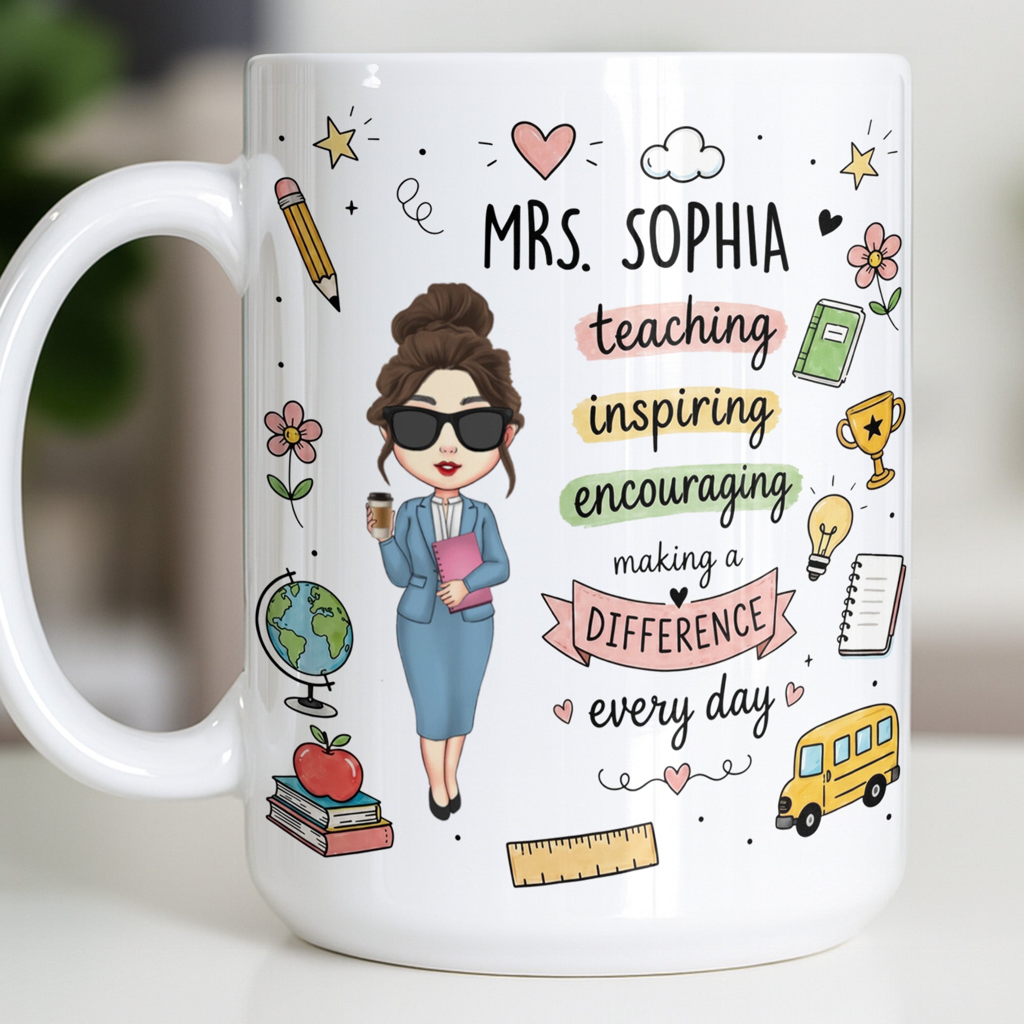 Personalized Teacher Coffee Mug Custom Name Gift for Educators