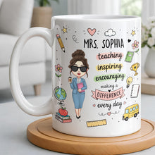 Load image into Gallery viewer, Personalized Teacher Coffee Mug Custom Name Gift for Educators
