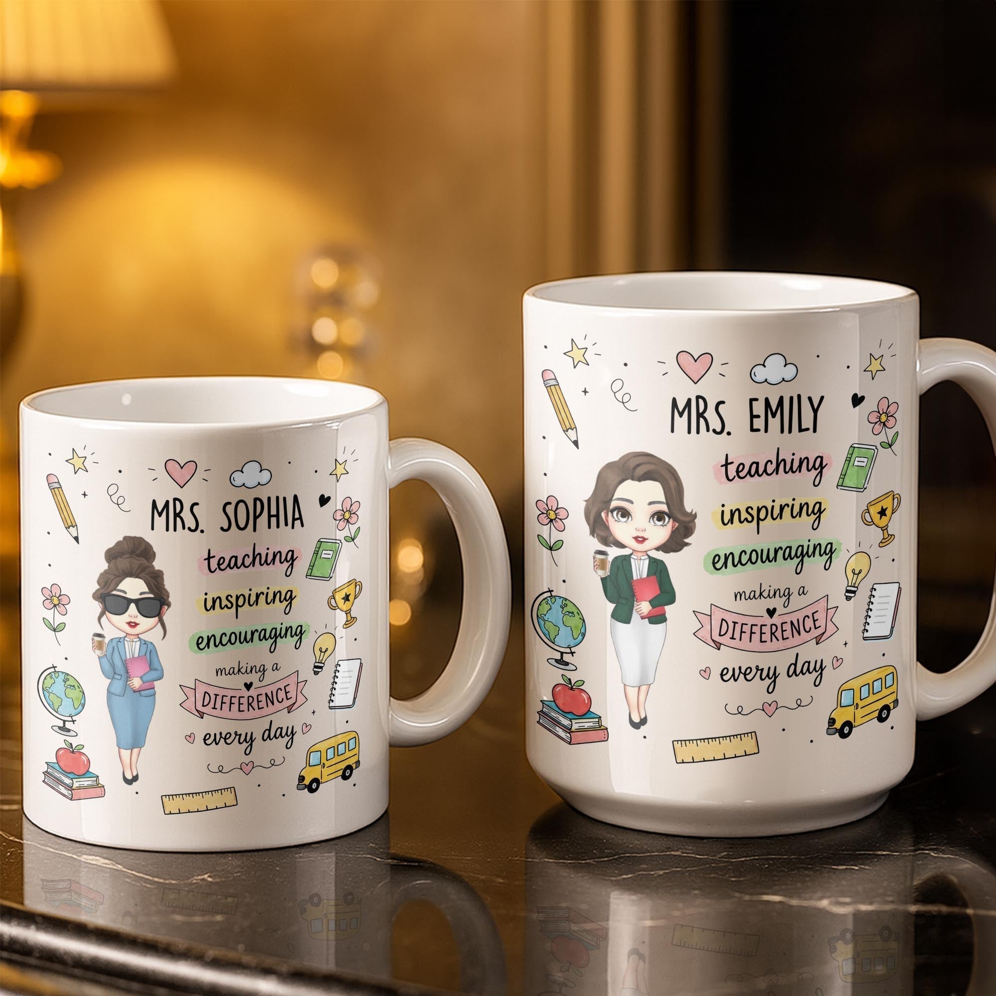 Personalized Teacher Coffee Mug Custom Name Gift for Educators