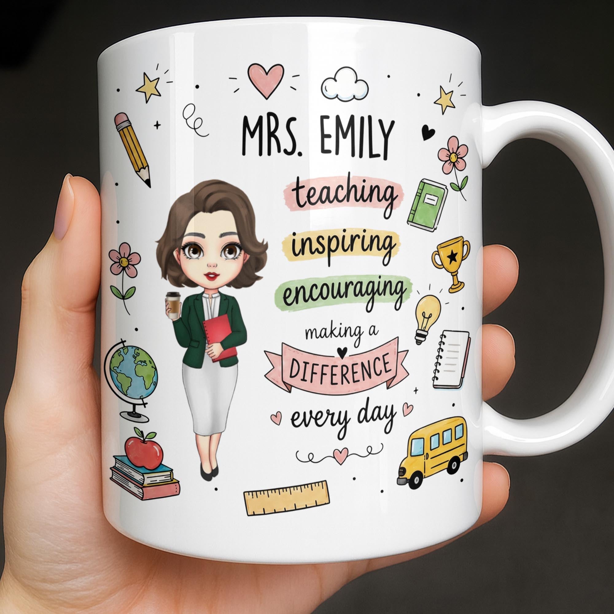 Personalized Teacher Coffee Mug Custom Name Gift for Educators