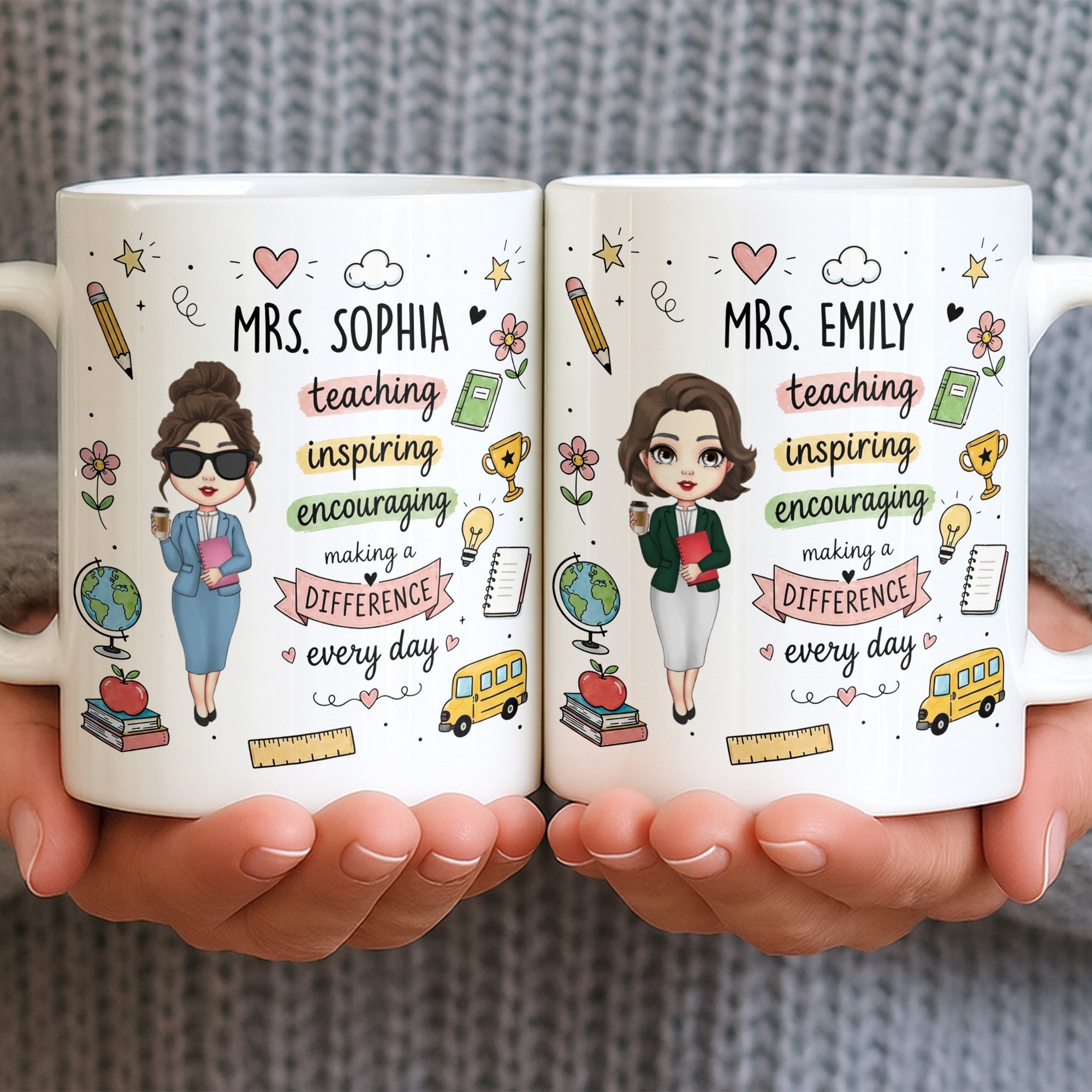 Personalized Teacher Coffee Mug Custom Name Gift for Educators