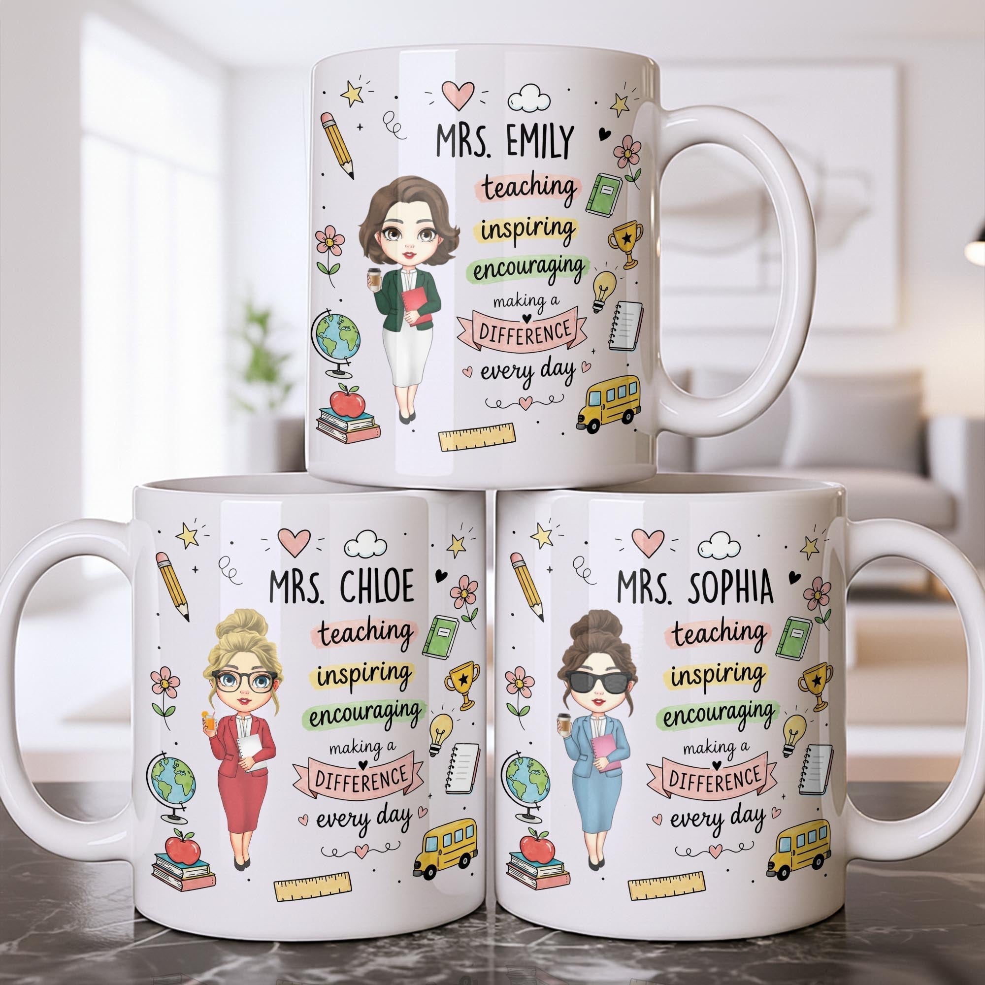 Personalized Teacher Coffee Mug Custom Name Gift for Educators