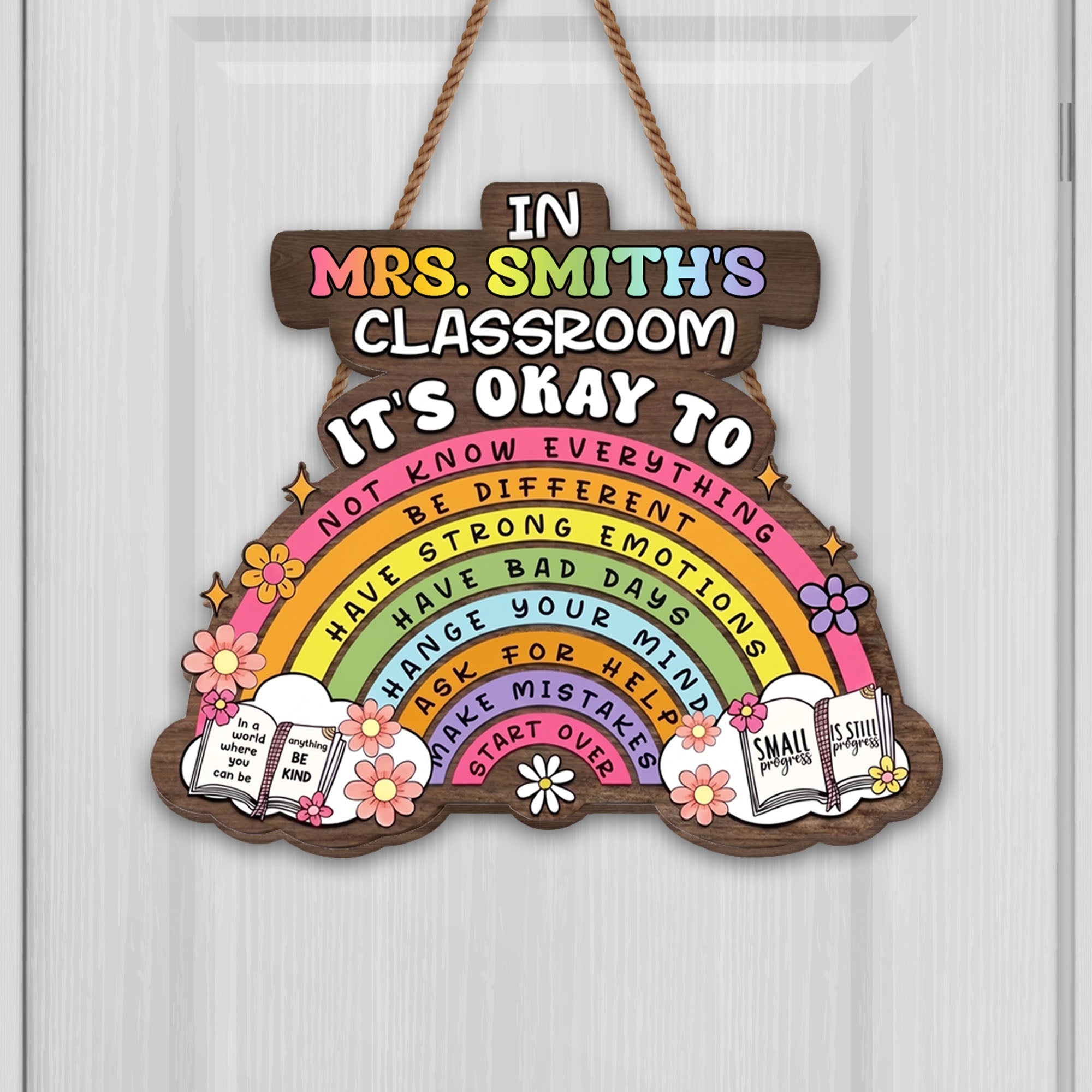 Personalized Wood Sign Custom Name Teacher Gift for Classroom