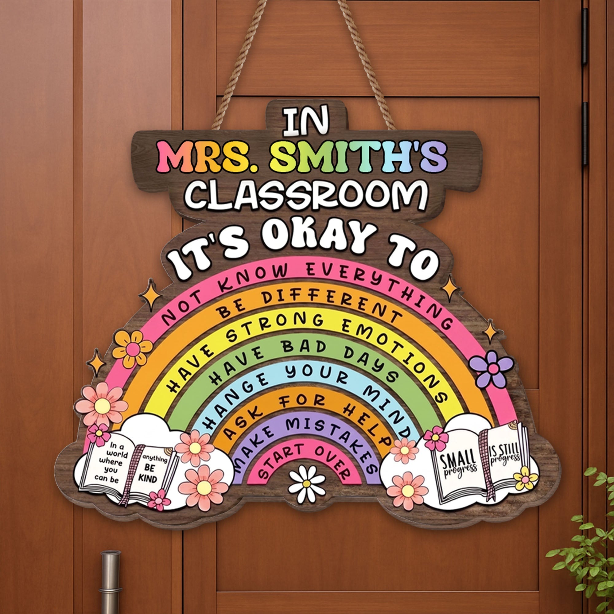 Personalized Wood Sign Custom Name Teacher Gift for Classroom
