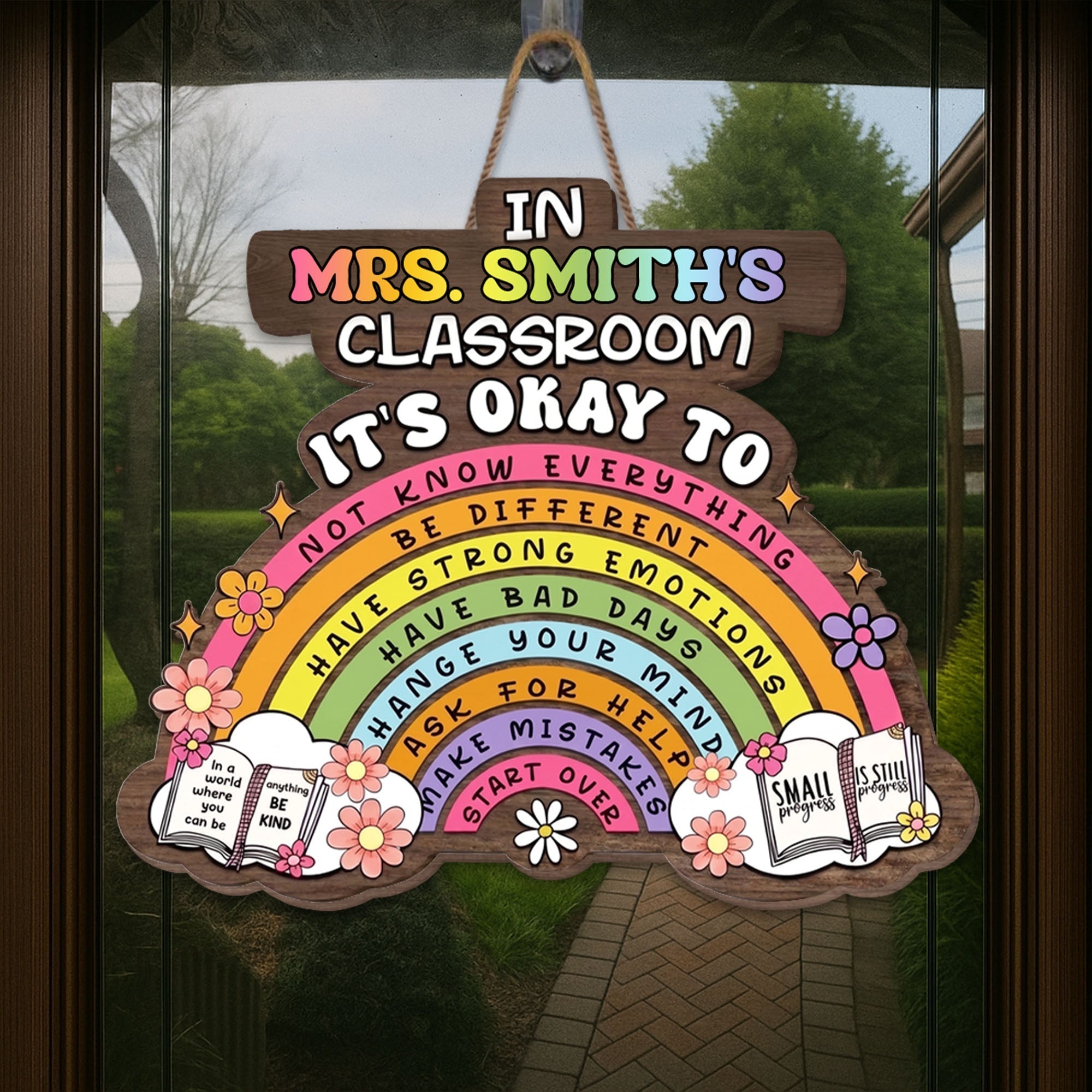 Personalized Wood Sign Custom Name Teacher Gift for Classroom