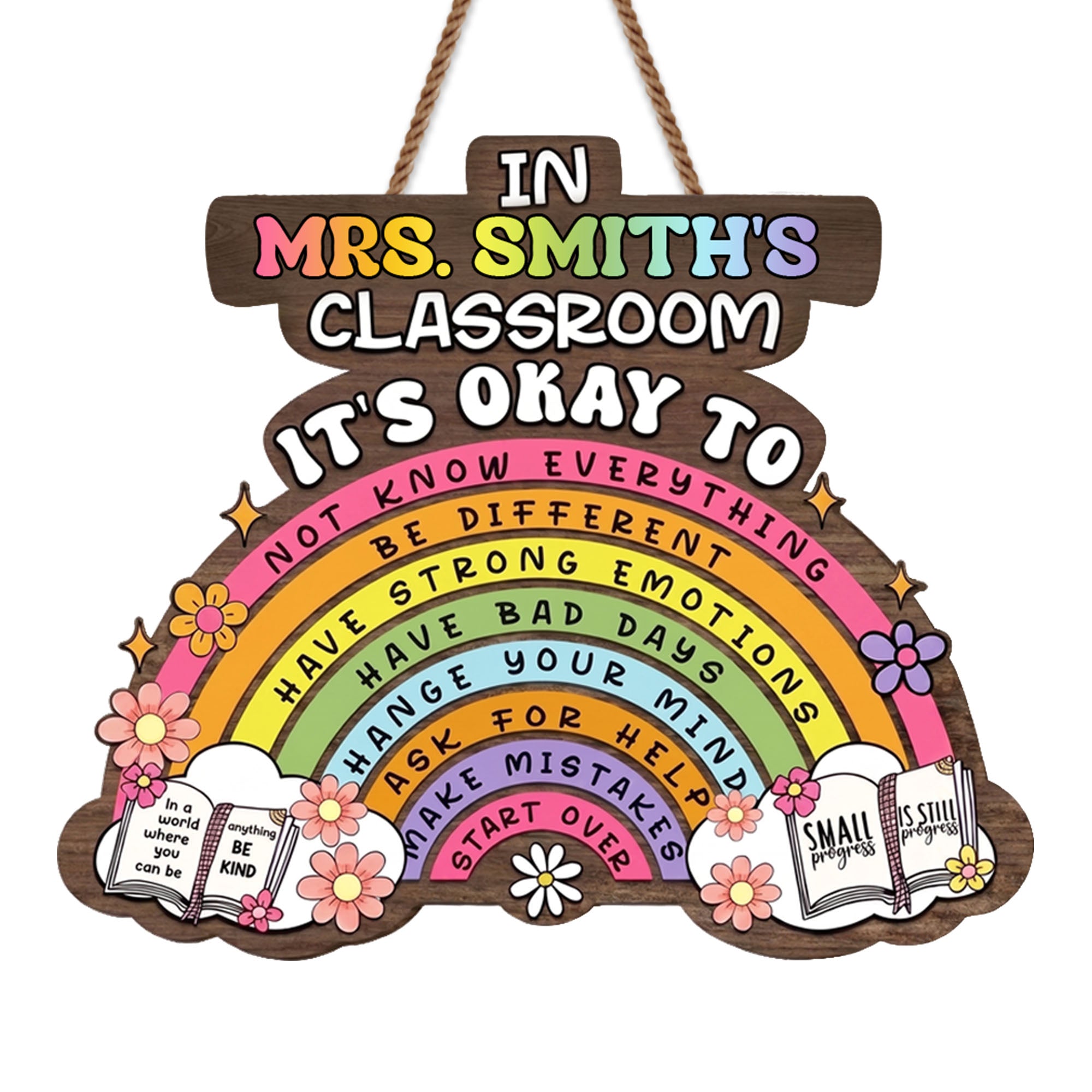 Personalized Wood Sign Custom Name Teacher Gift for Classroom