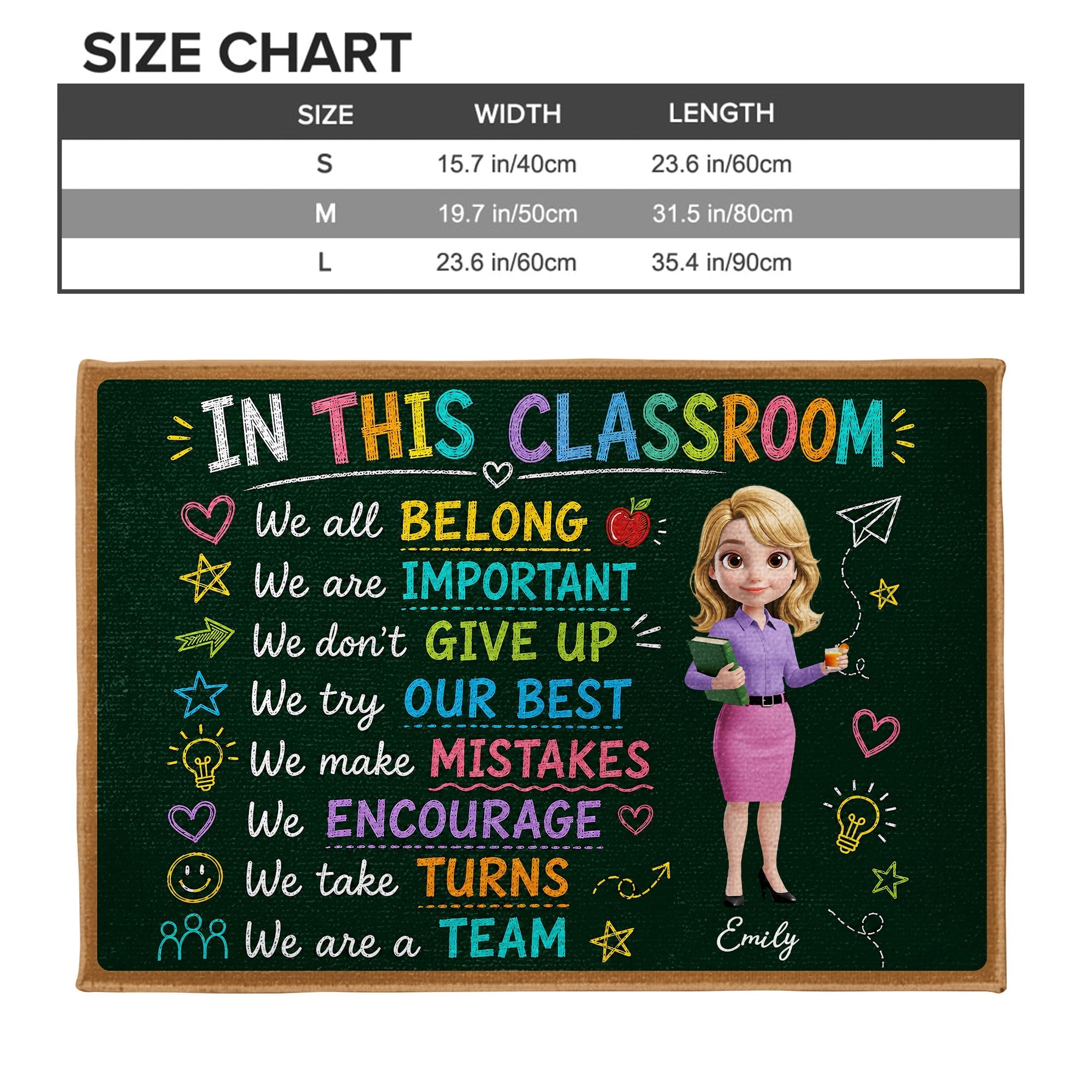 Personalized Teacher Doormat Chalkboard Design Custom Gift