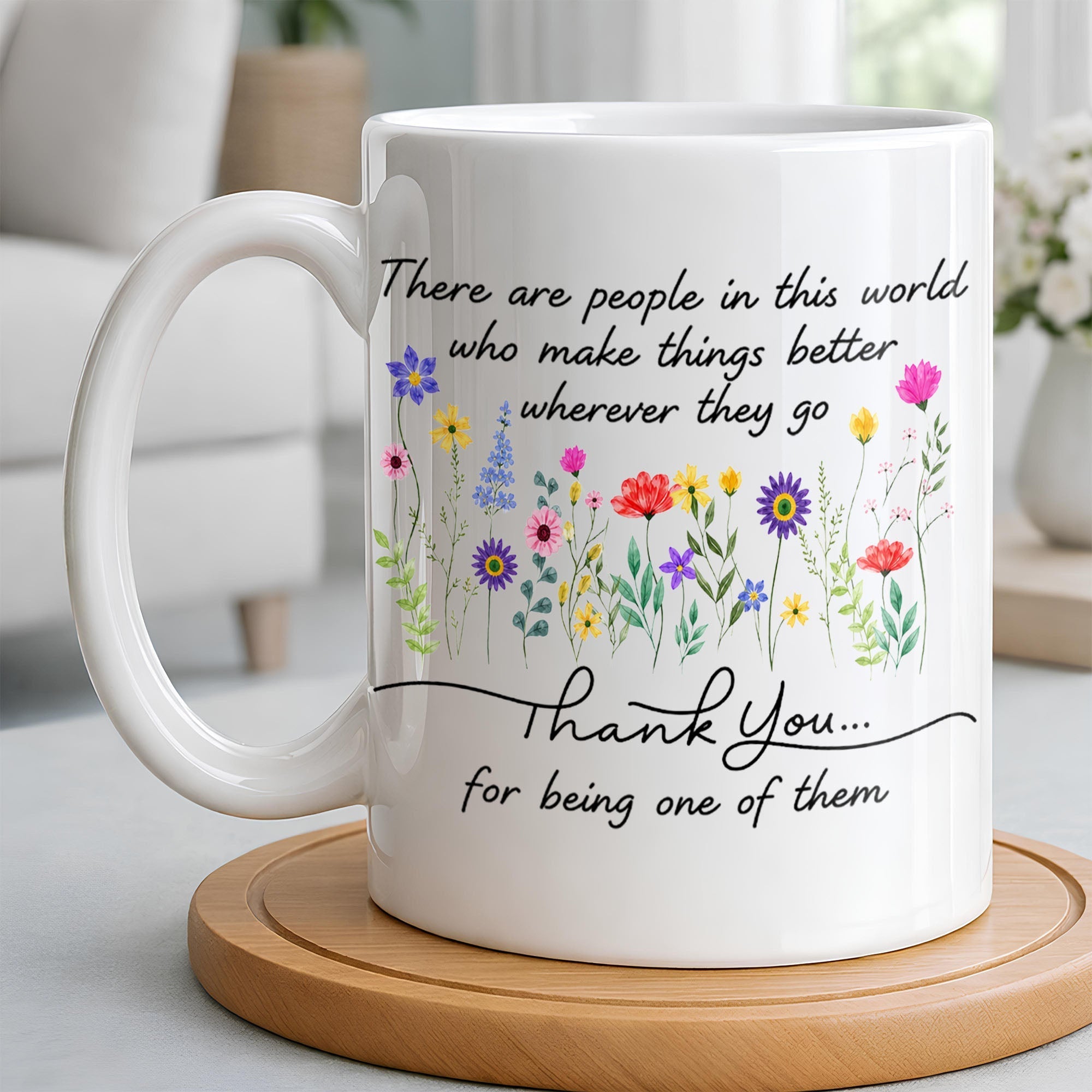 Personalized Floral Thank You Coffee Mug Custom Gift for Teacher