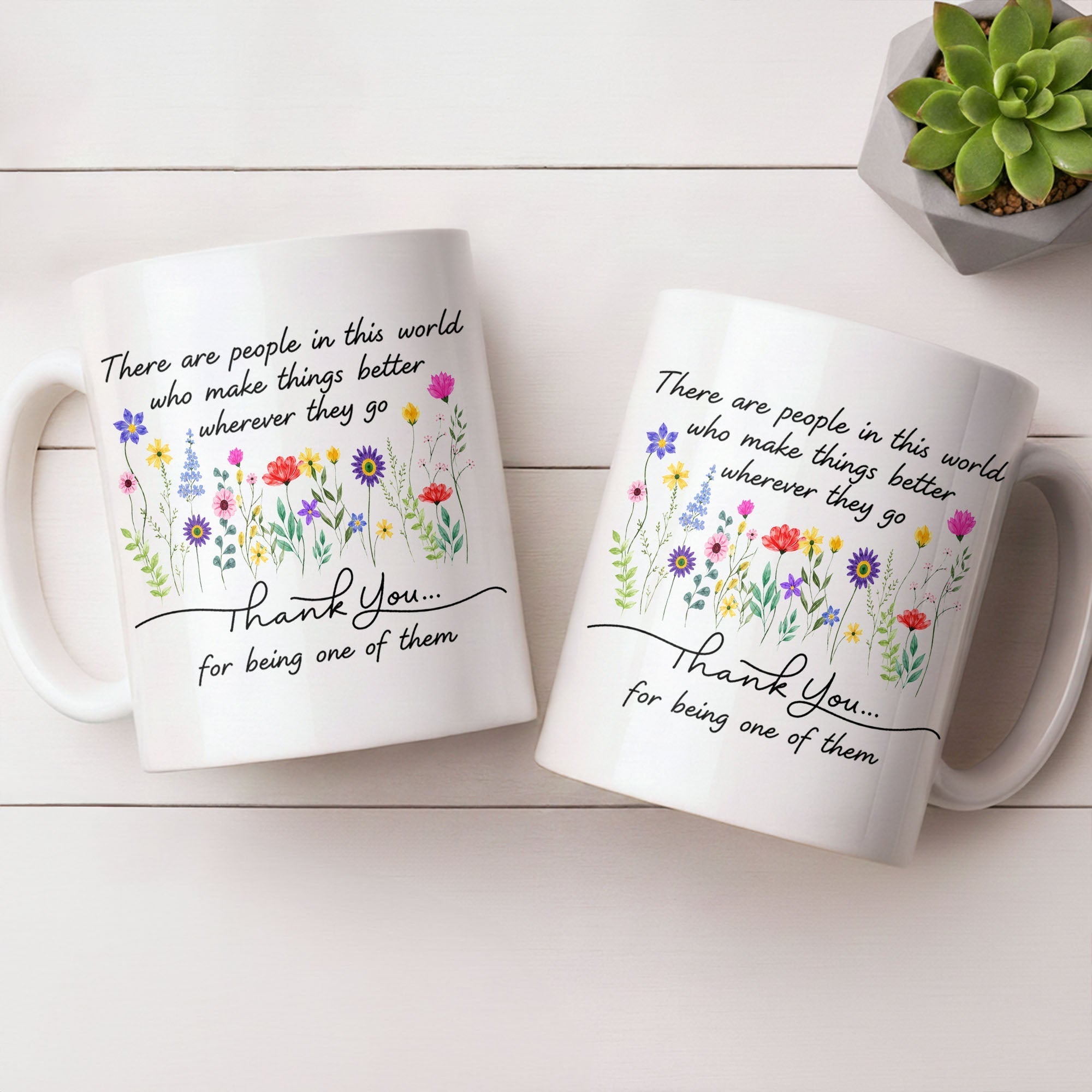 Personalized Floral Thank You Coffee Mug Custom Gift for Teacher