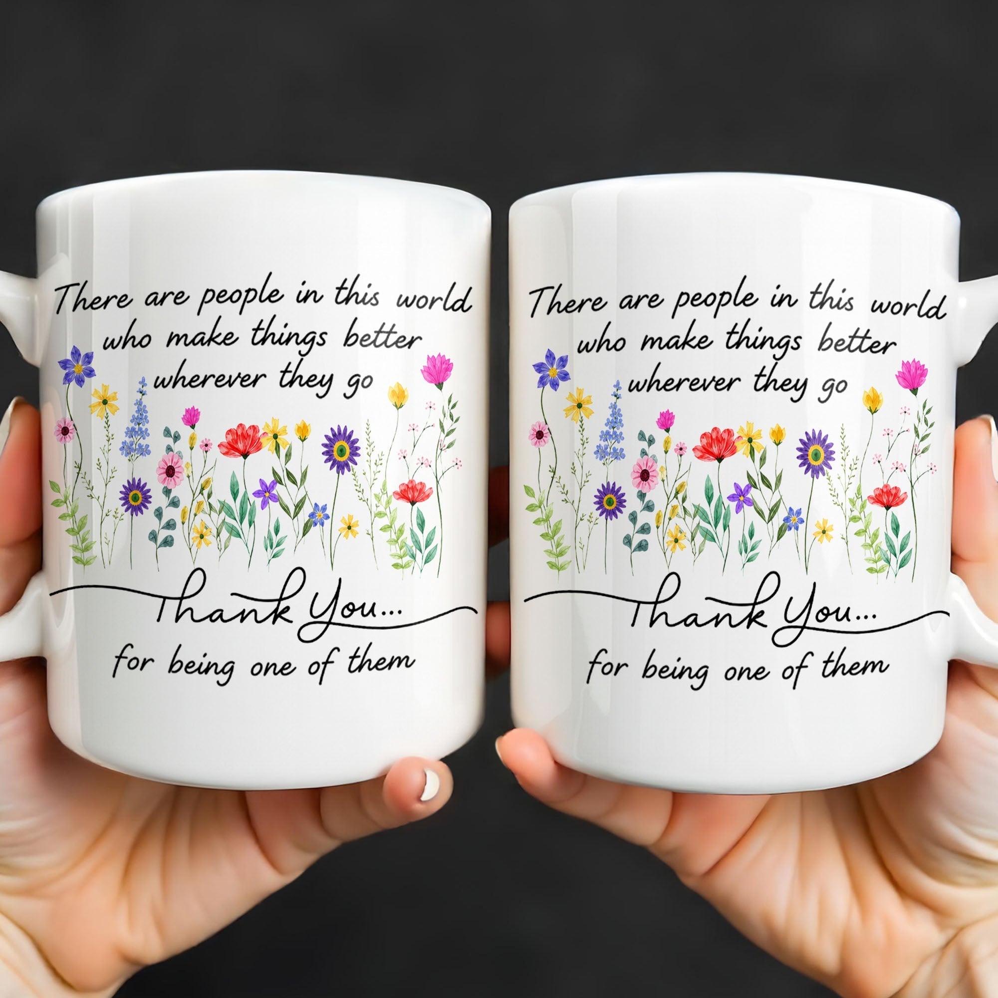 Personalized Floral Thank You Coffee Mug Custom Gift for Teacher