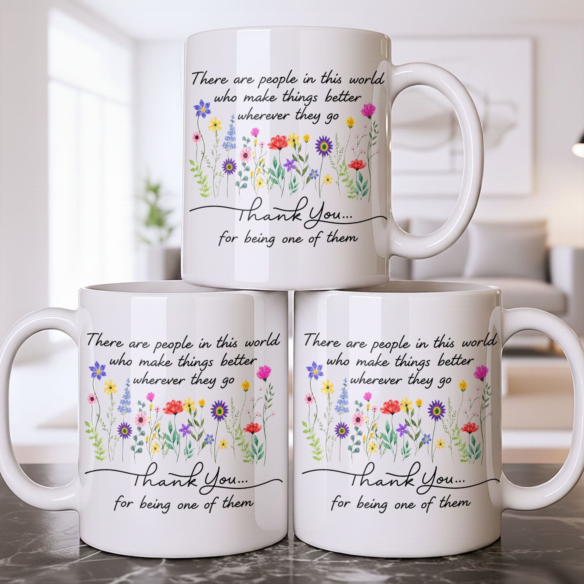 Personalized Floral Thank You Coffee Mug Custom Gift for Teacher