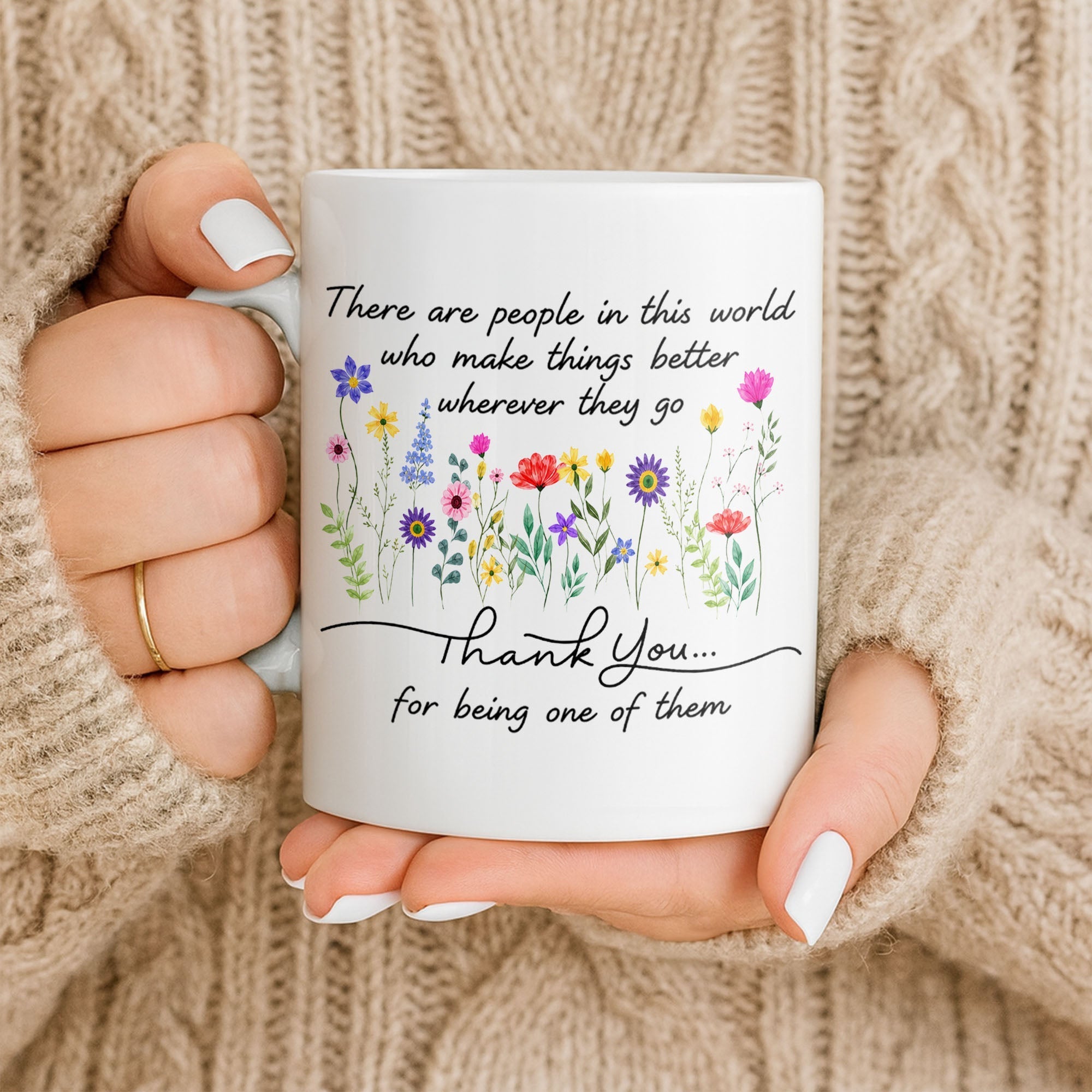 Personalized Floral Thank You Coffee Mug Custom Gift for Teacher